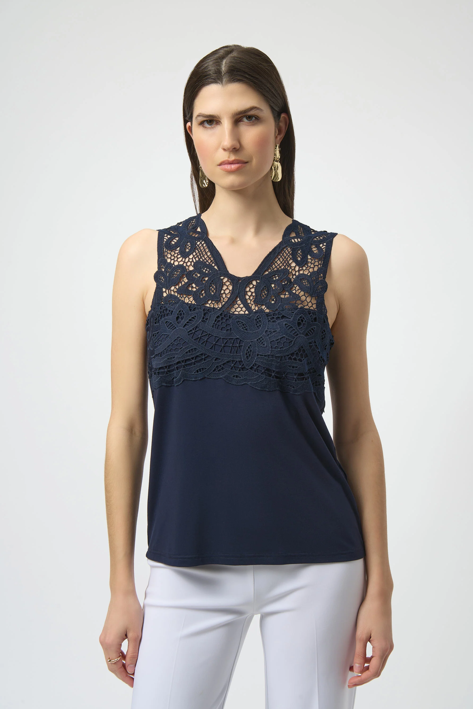 Joseph Ribkoff Jersey Straight Camisole With Guipure Detail Style 252076 - Image 4