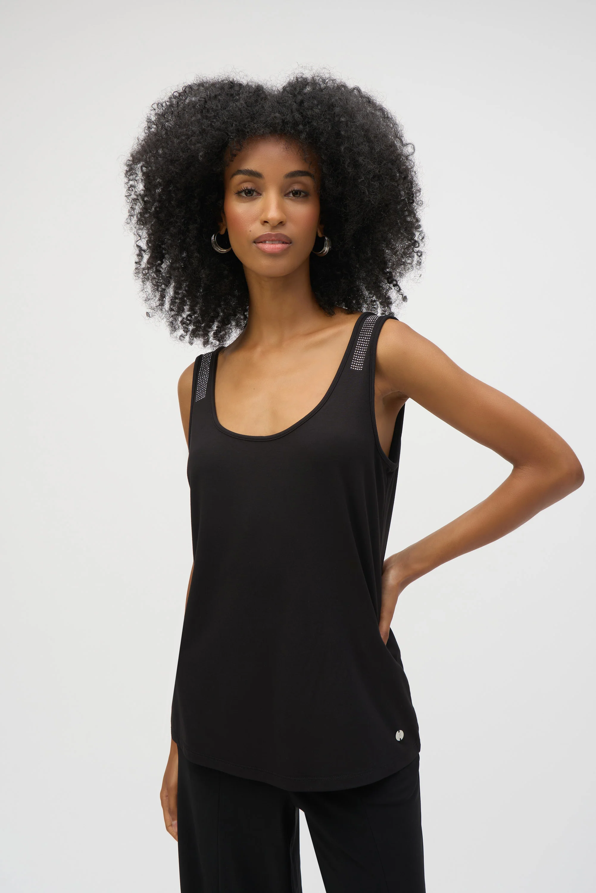 Joseph Ribkoff Black Jersey Straight Fit Sleeveless Top Style 252132