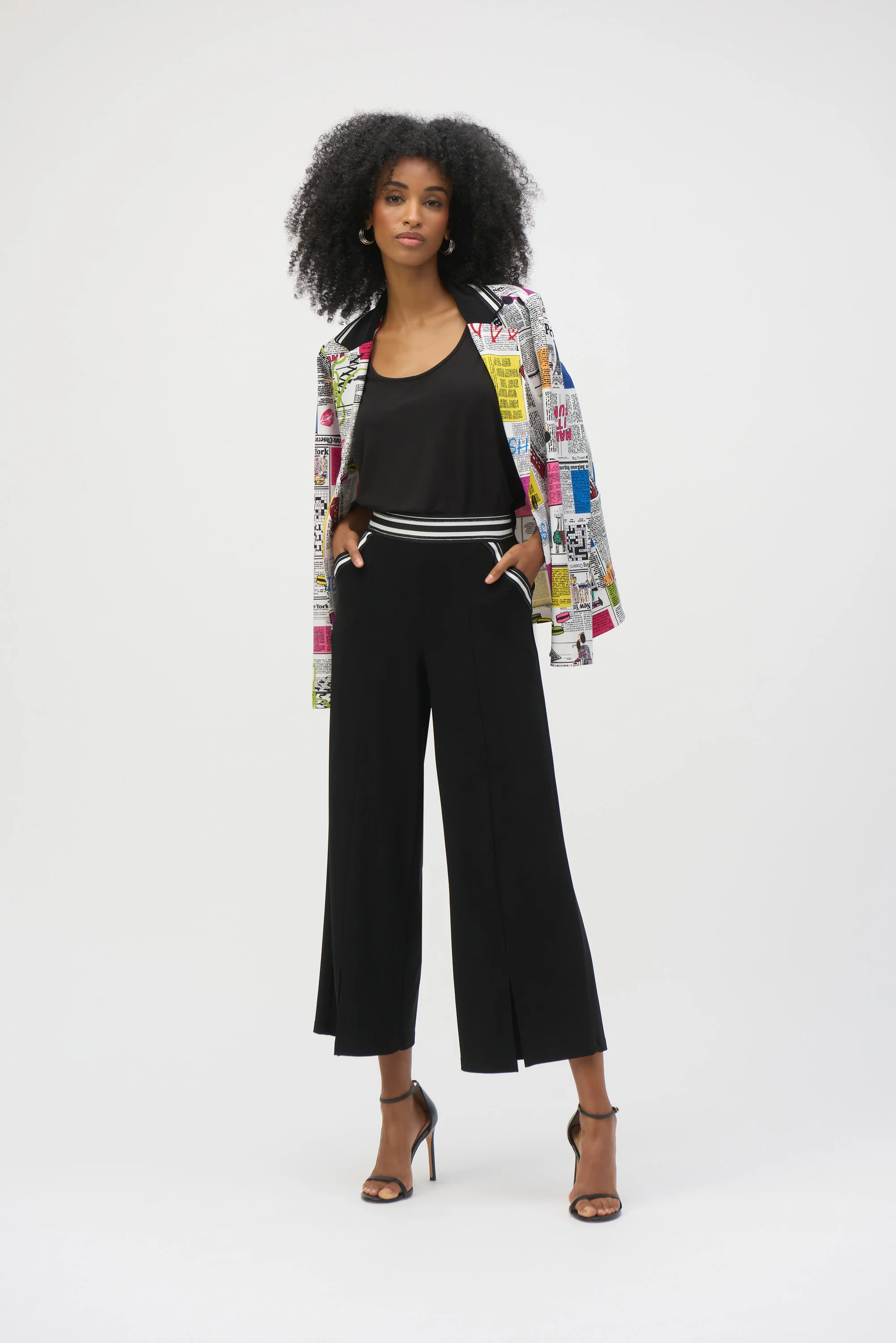 Joseph Ribkoff Black Jersey Straight Fit Sleeveless Top Style 252132 - Image 2