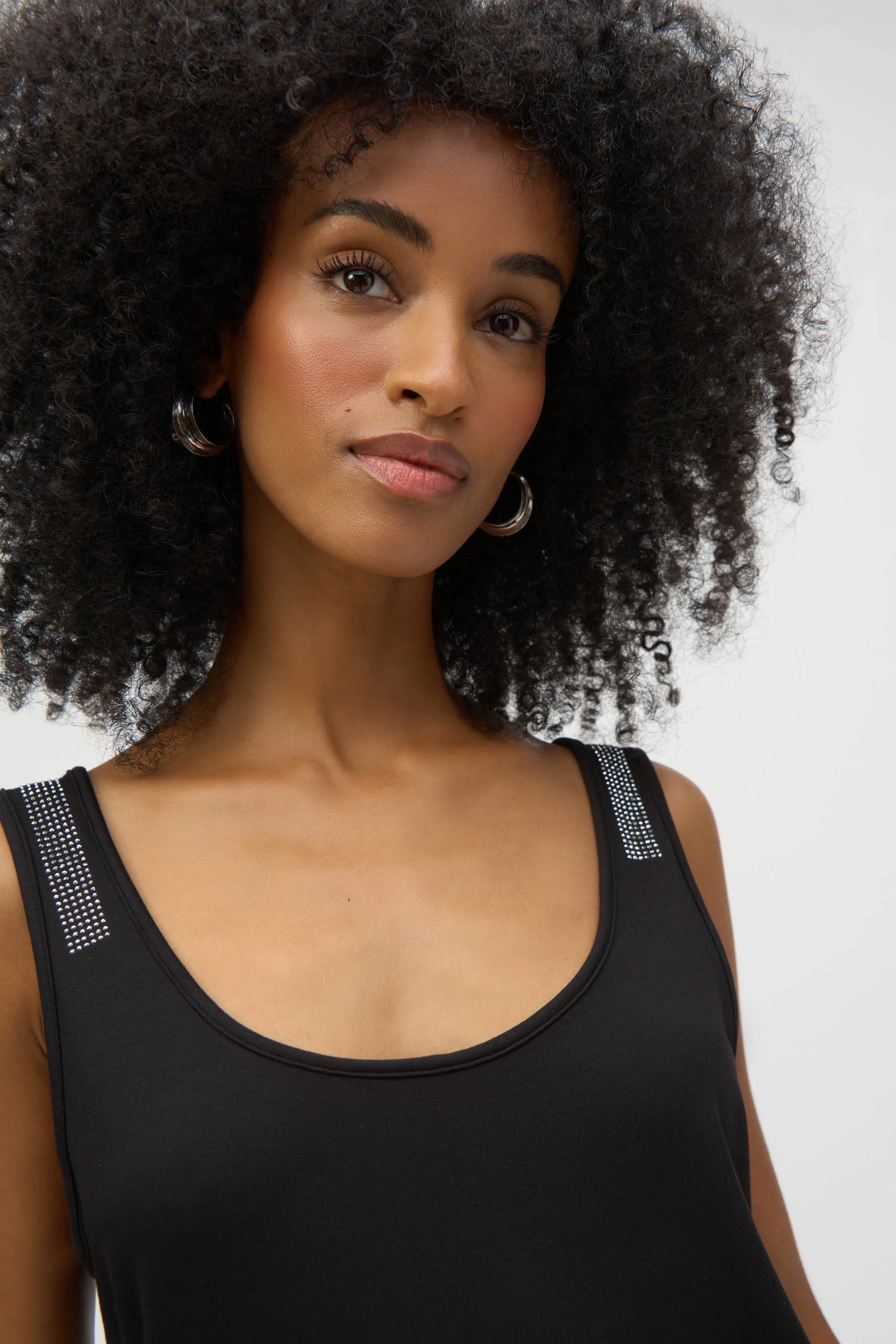 Joseph Ribkoff Black Jersey Straight Fit Sleeveless Top Style 252132 - Image 3