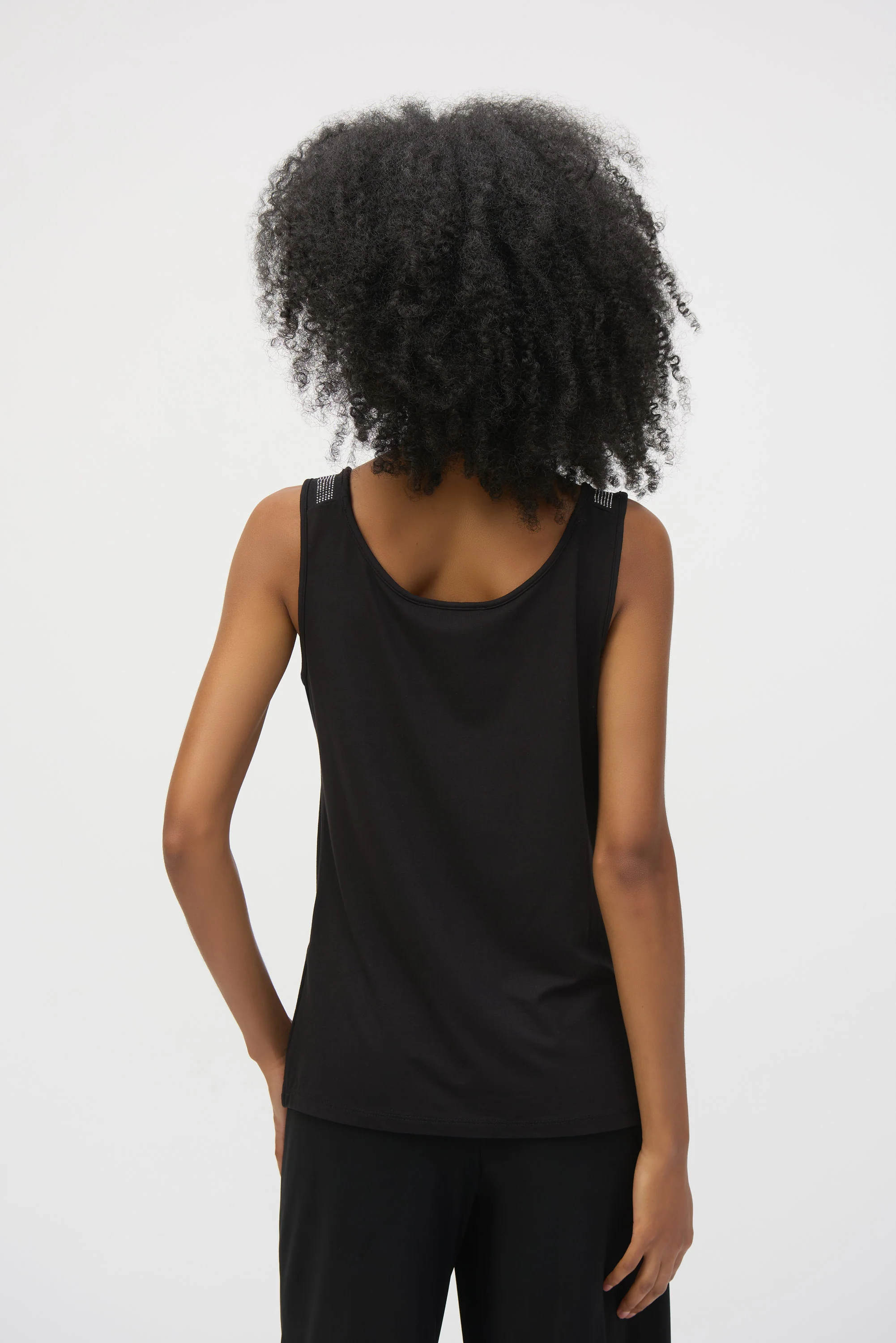 Joseph Ribkoff Black Jersey Straight Fit Sleeveless Top Style 252132 - Image 4