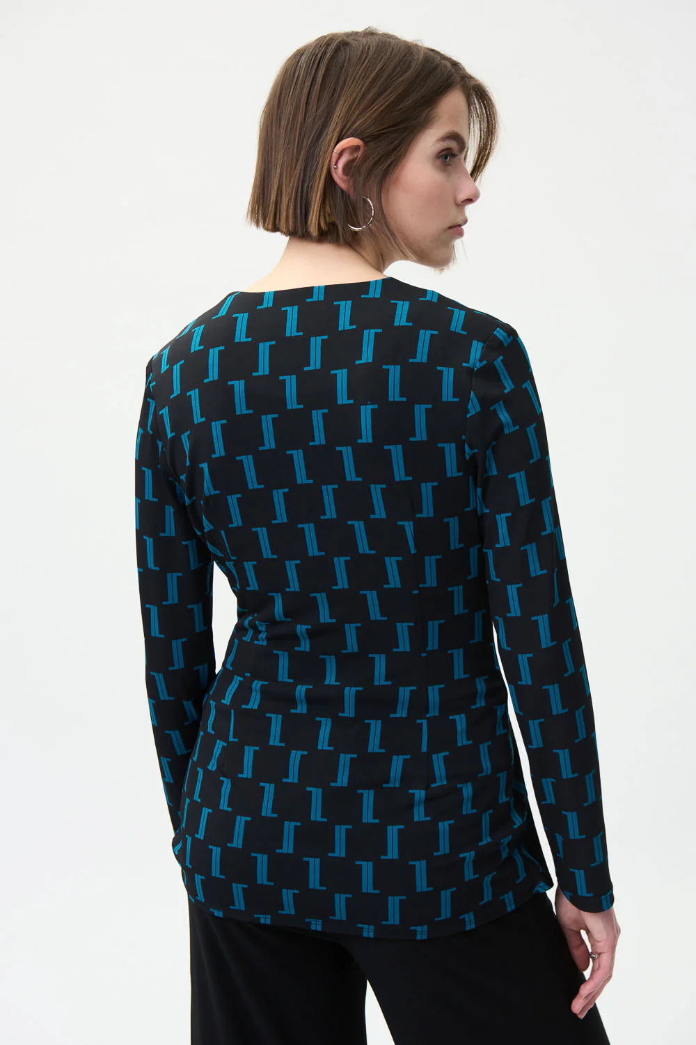 Joseph Ribkoff Black/Lagoon Top Style 224215 - Image 4