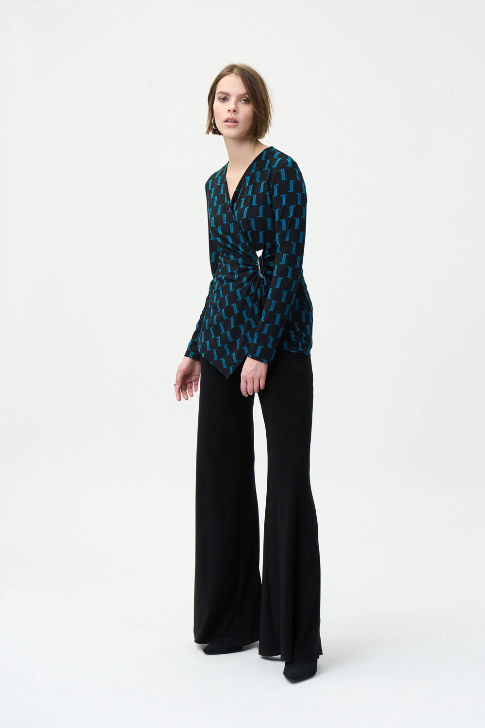Joseph Ribkoff Black/Lagoon Top Style 224215 - Image 5