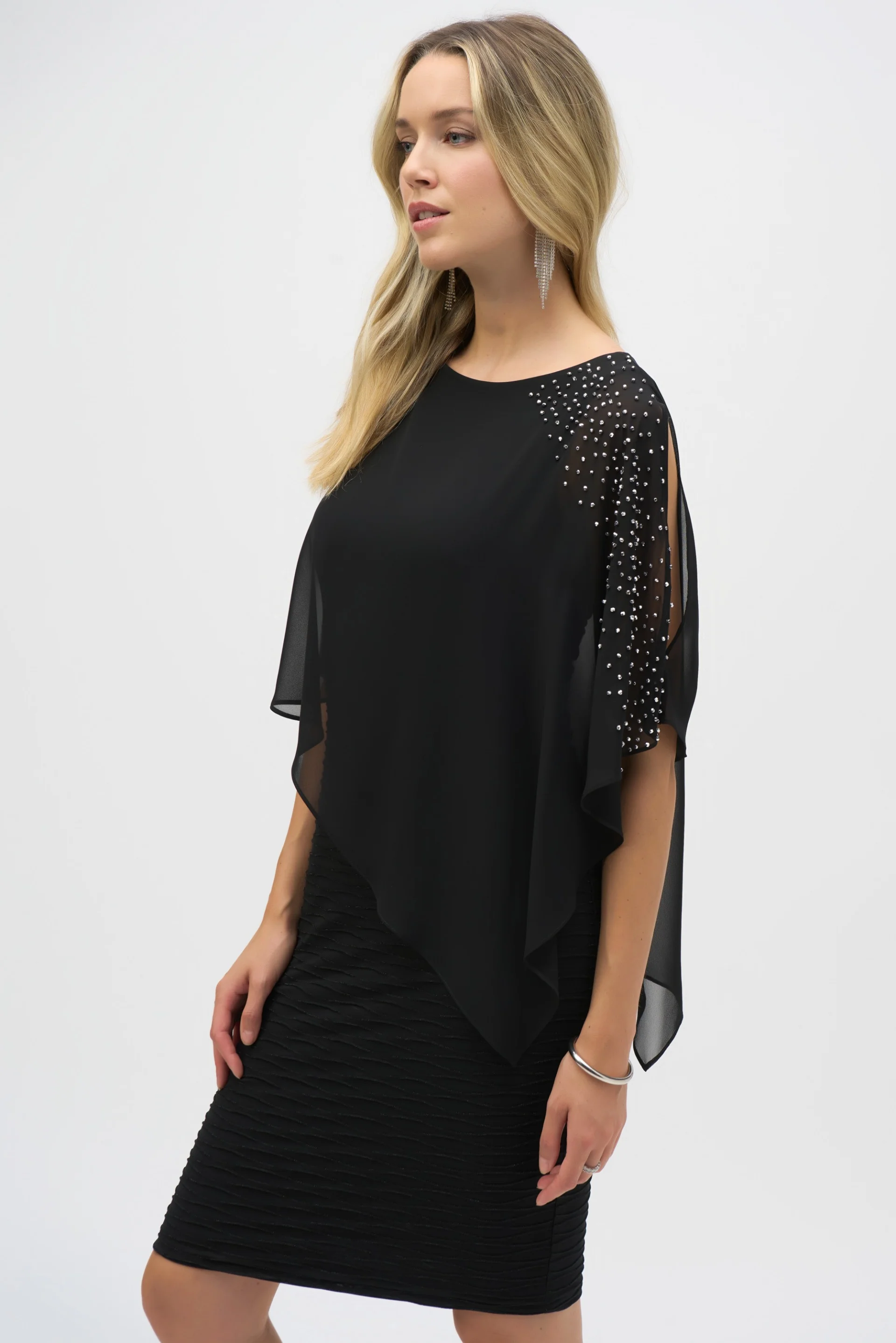 Joseph Ribkoff Black Layered Dress Style 243728 - Image 2