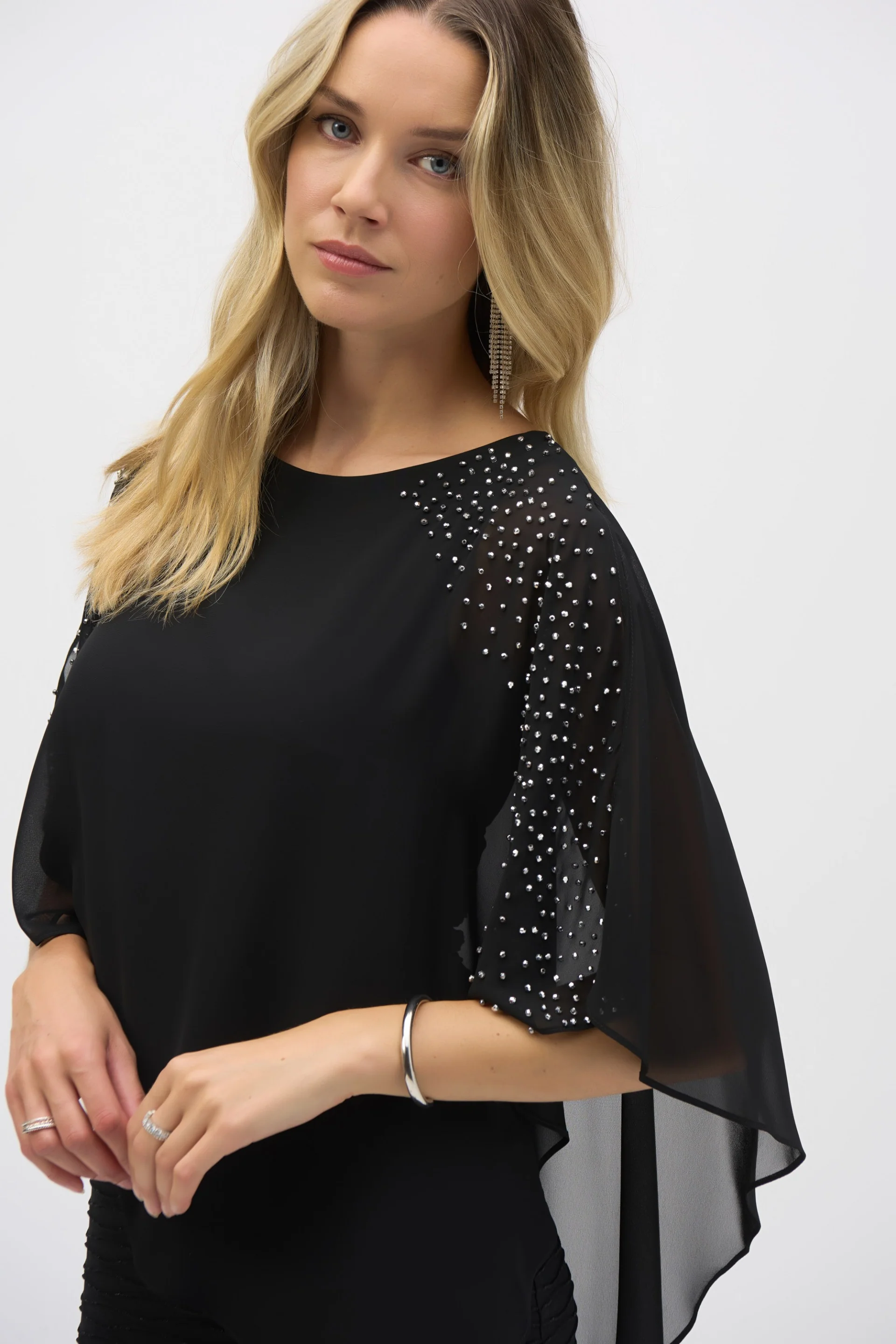Joseph Ribkoff Black Layered Dress Style 243728 - Image 3