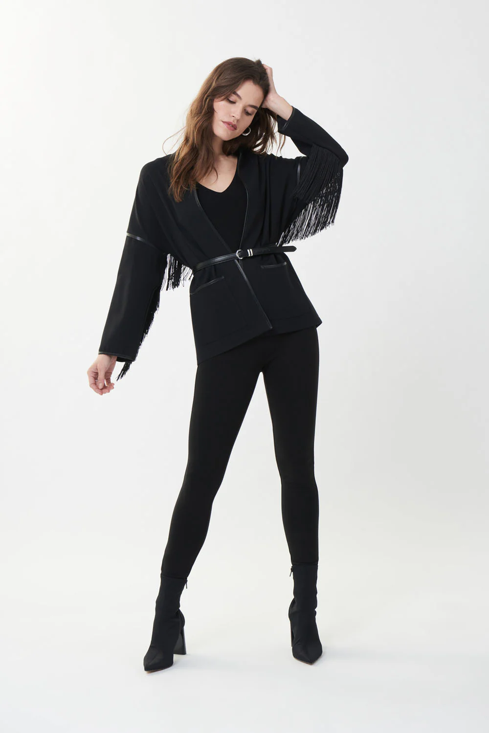 Joseph Ribkoff Black Leatherette Jacket Style 223238 - Image 5