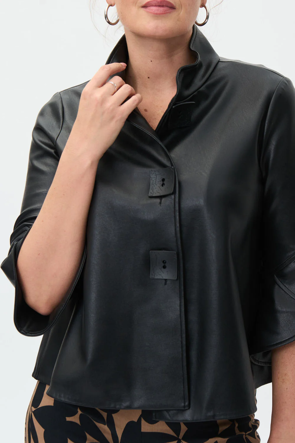 Joseph Ribkoff Black Leatherette Jacket Style 231290 - Image 2