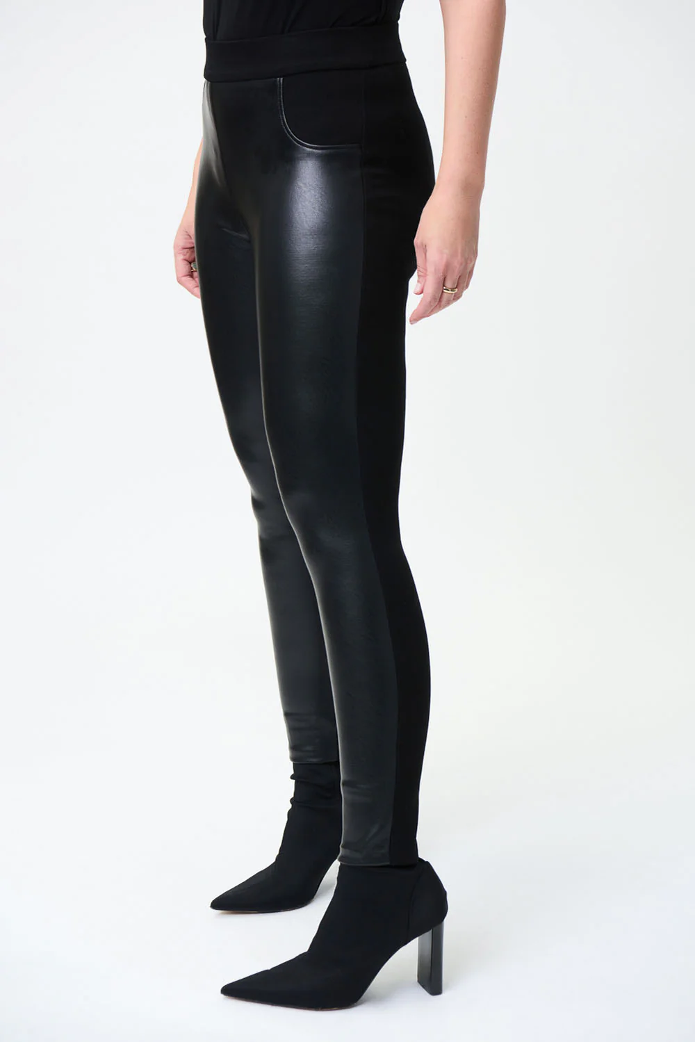 Joseph Ribkoff Black Leatherette Pants Style 224192 - Image 2