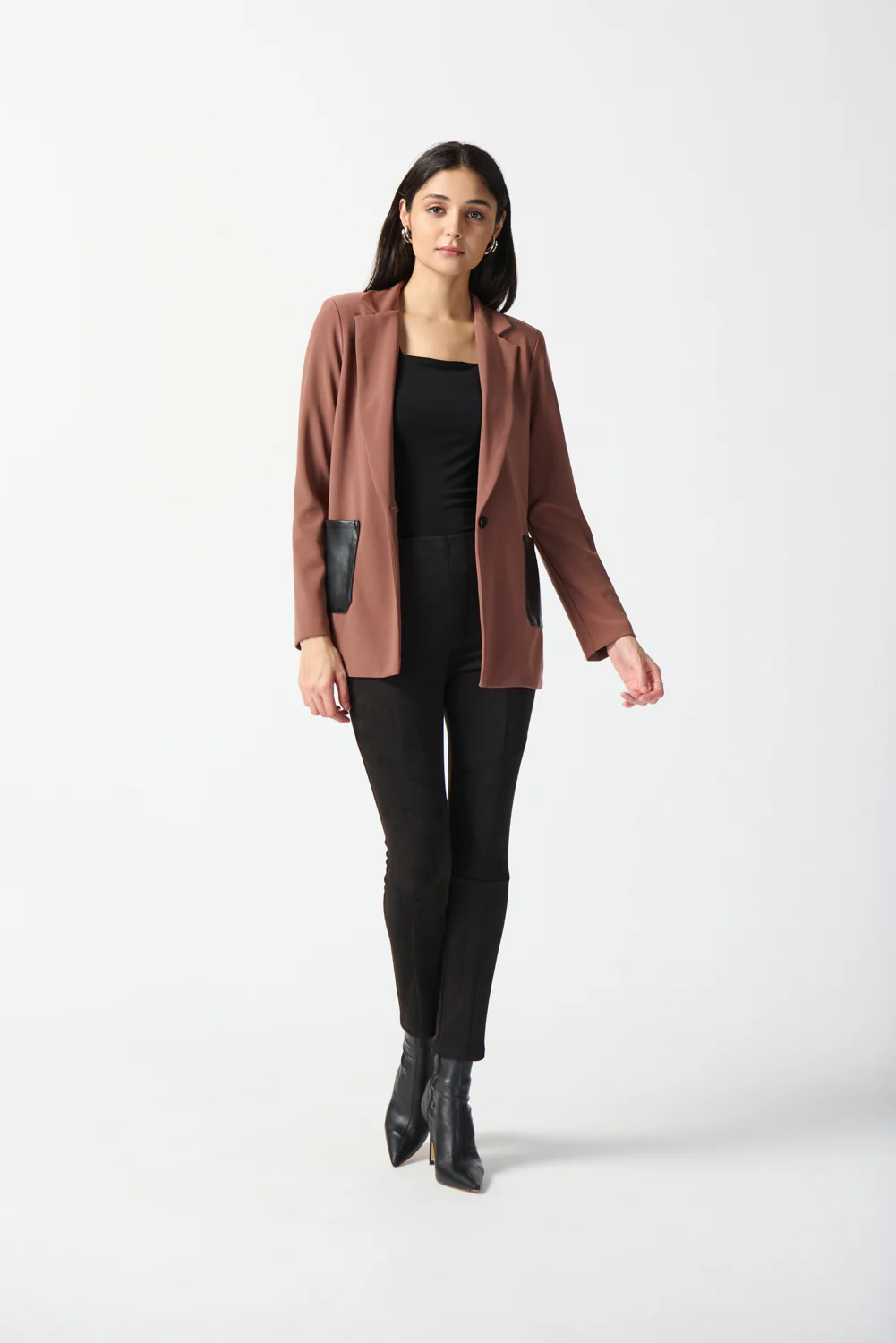 Joseph Ribkoff Black Leggings With Knee Cuts Style 234234 - Image 3