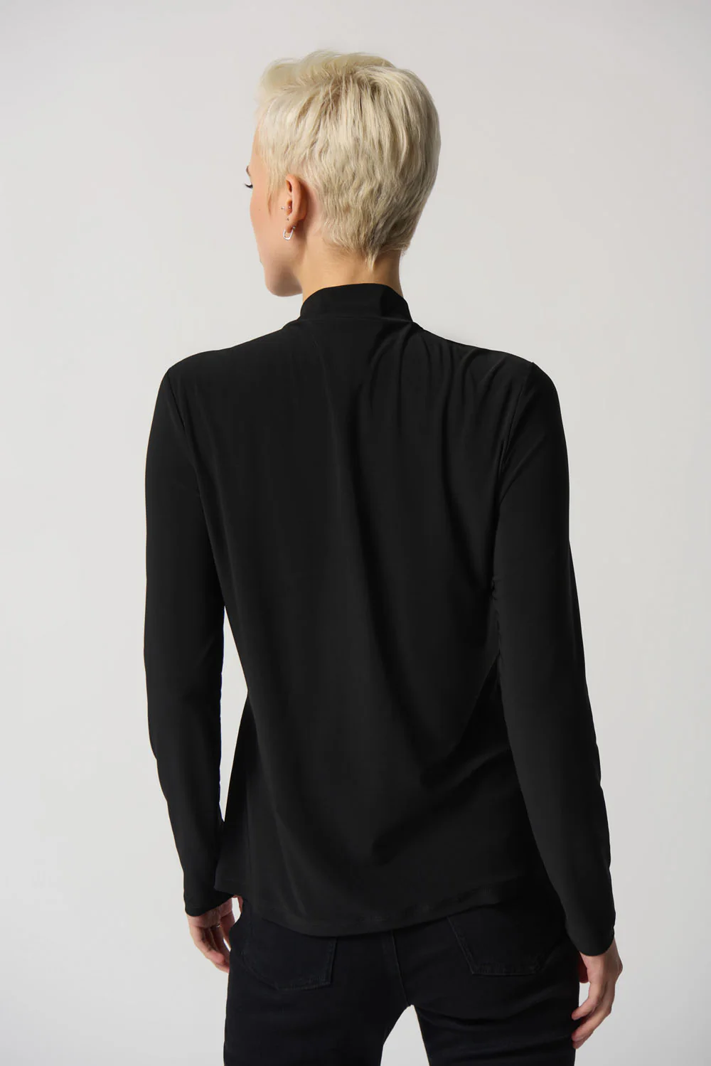 Joseph Ribkoff Black Long-Sleeve Bow Neck Top Style 233132 - Image 3