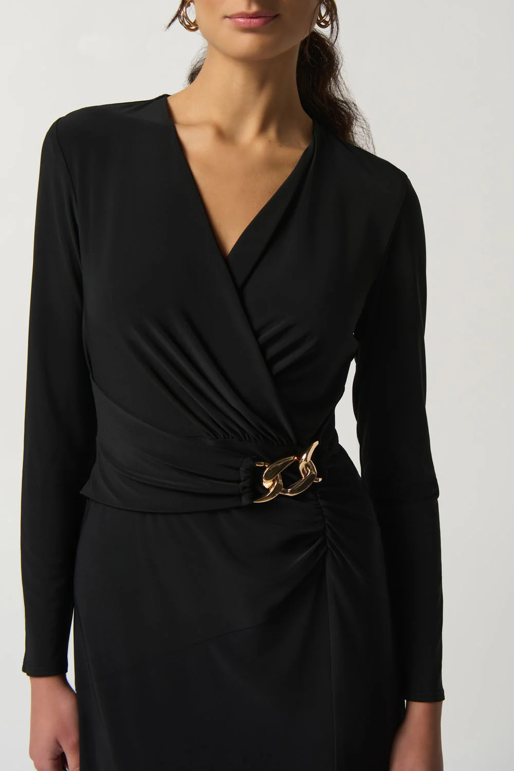 Joseph Ribkoff Black Long Sleeve Wrap Dress Style 233164 - Image 2