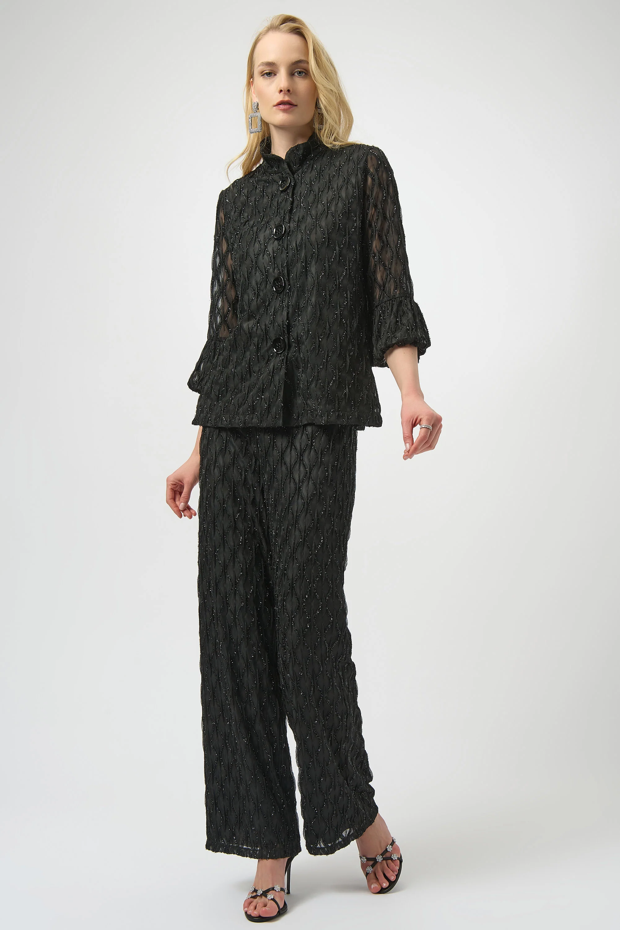 Joseph Ribkoff Black Wide-Leg Pull-On Pants Style 254118 - Image 4