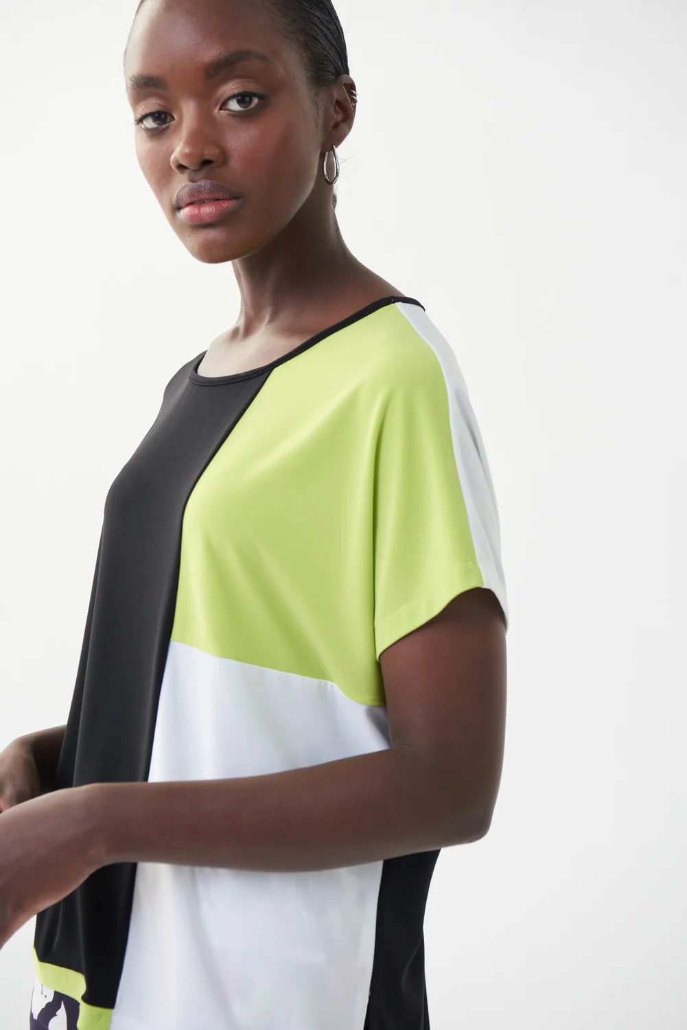 Joseph Ribkoff Black/Margarita/Vanilla Colour-Blocked Top Style 222253 - Image 3