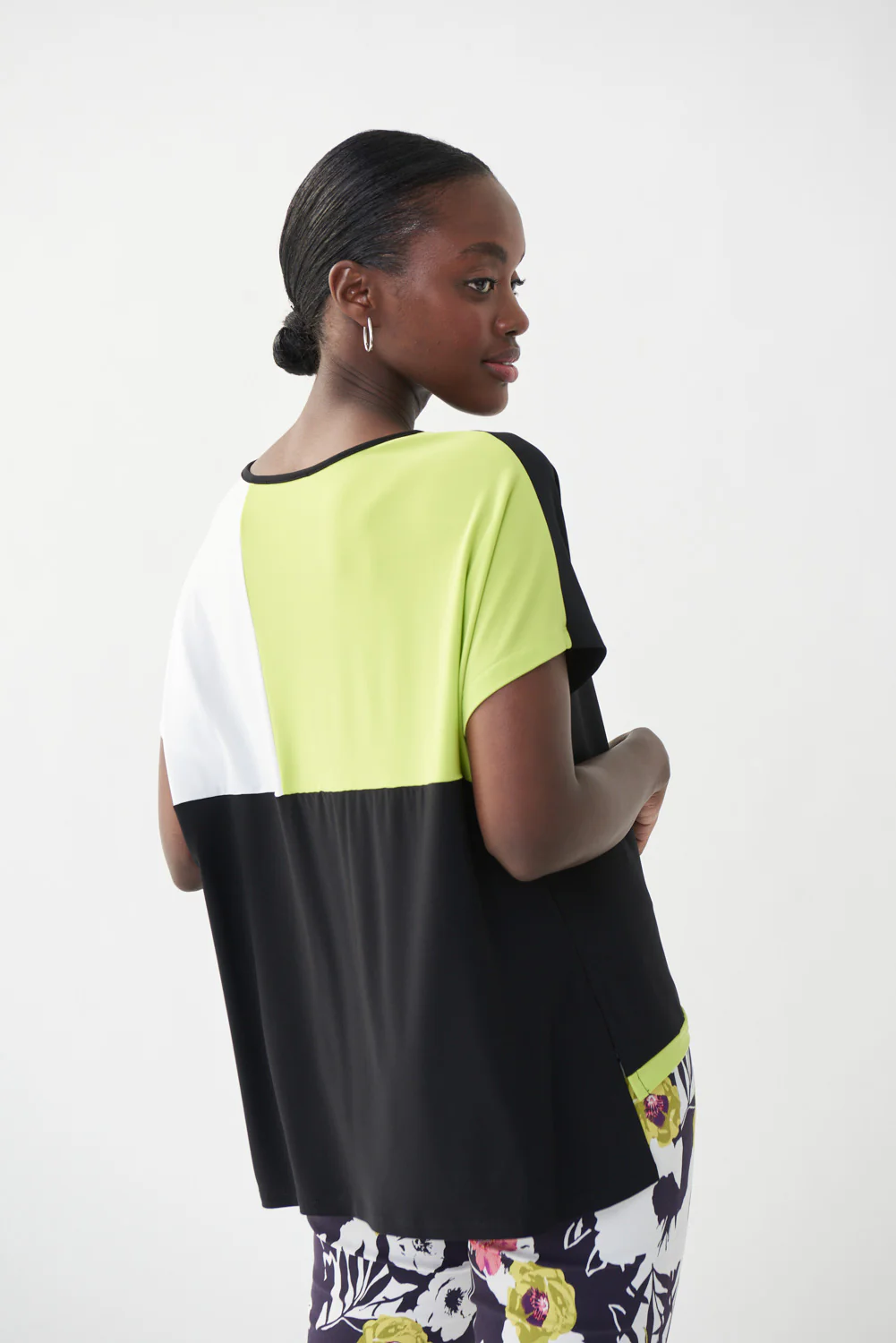 Joseph Ribkoff Black/Margarita/Vanilla Colour-Blocked Top Style 222253 - Image 4