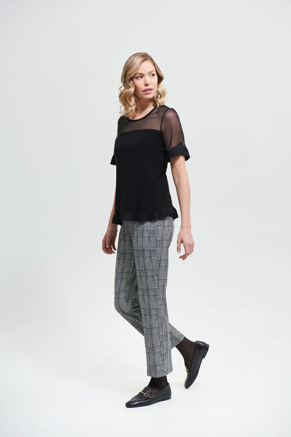 Joseph Ribkoff Black Mesh Collar Top Style 213329 - Image 2