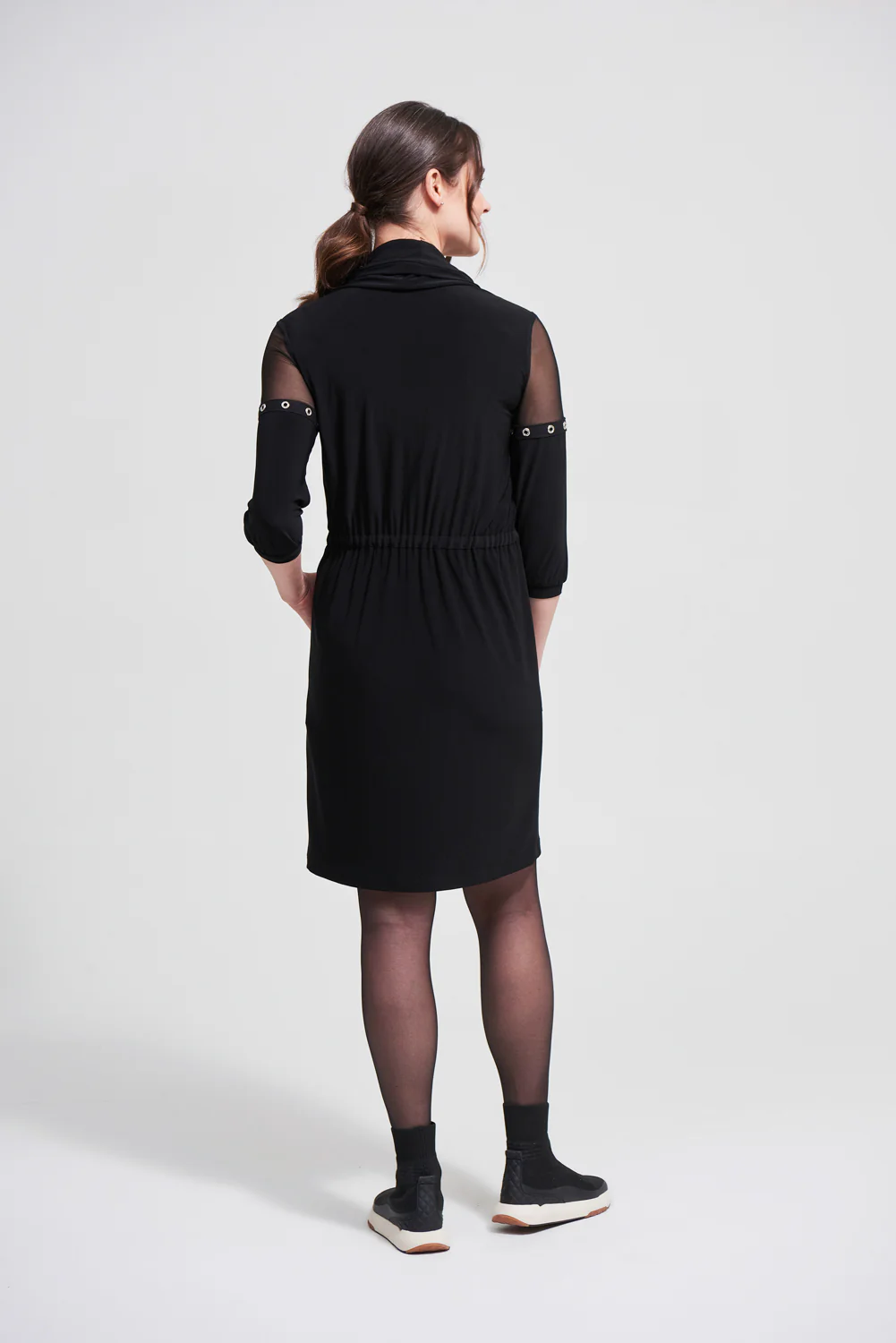 Joseph Ribkoff Black Mesh Detail Dress Style 213458 - Image 4