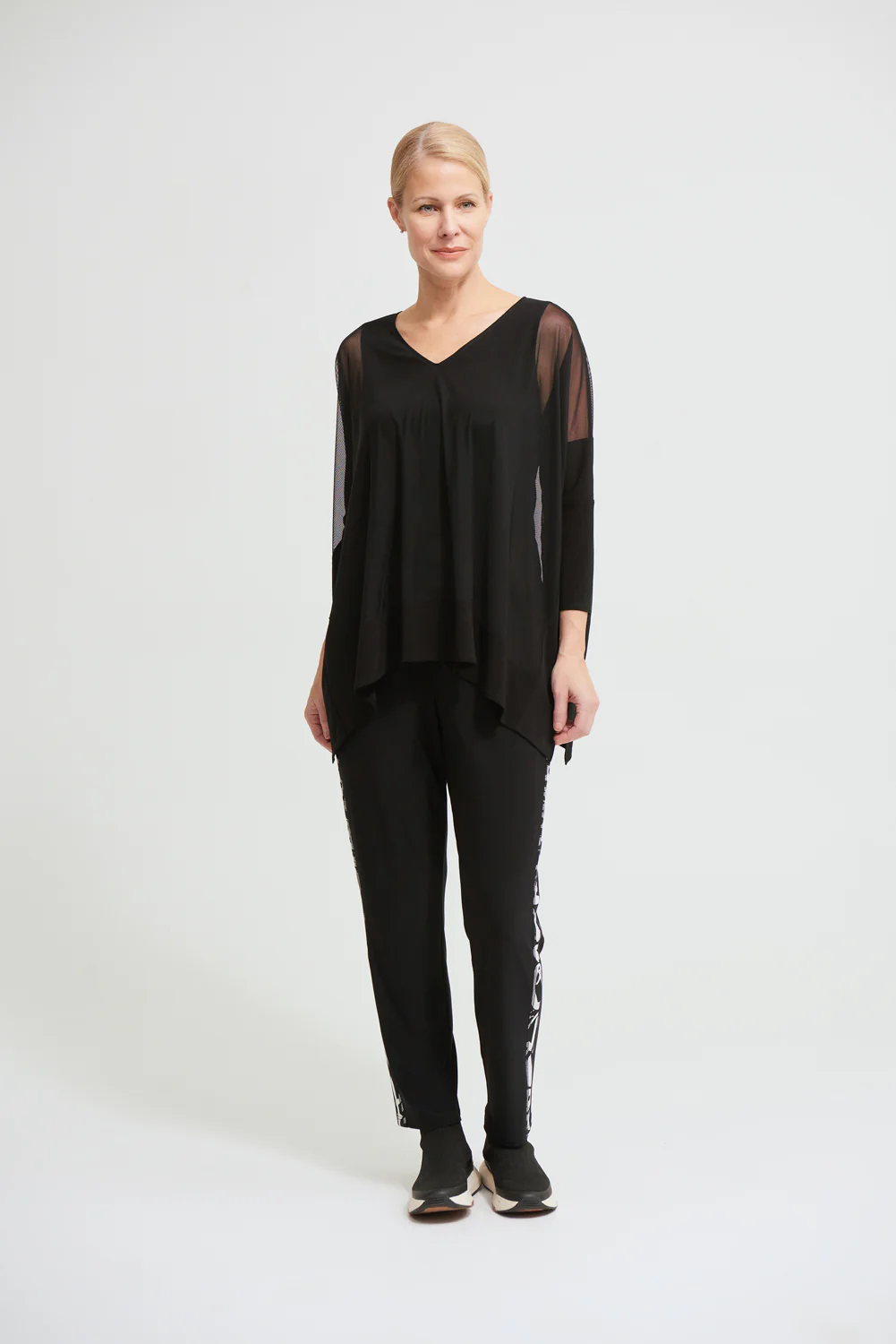Joseph Ribkoff Black Mesh Insert Poncho Top Style 213630