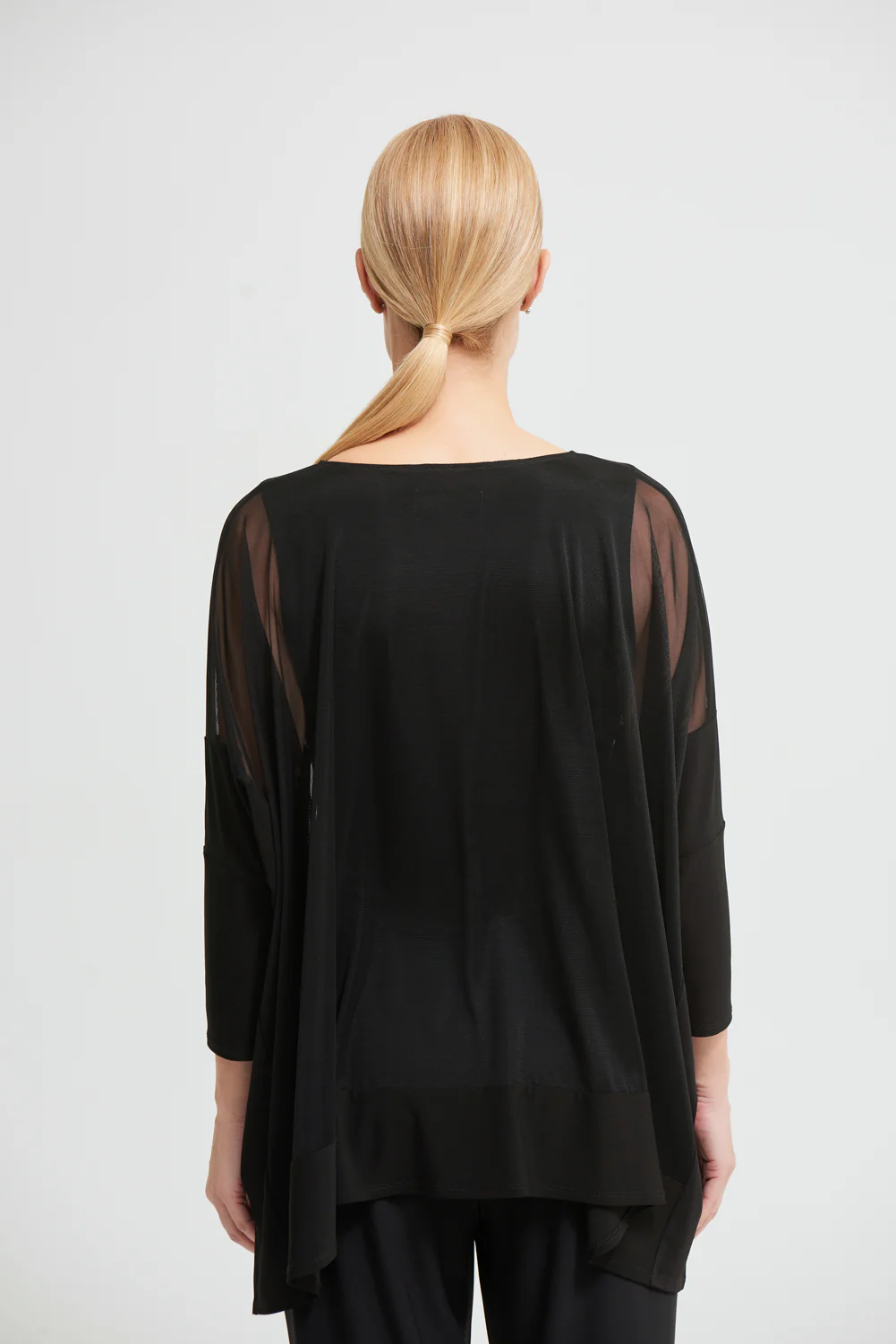 Joseph Ribkoff Black Mesh Insert Poncho Top Style 213630 - Image 4