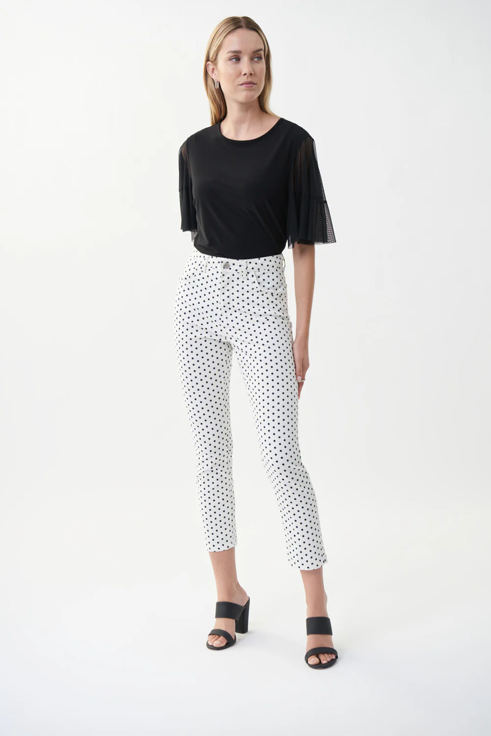 Joseph Ribkoff Black Mesh Sleeve Top 222137
