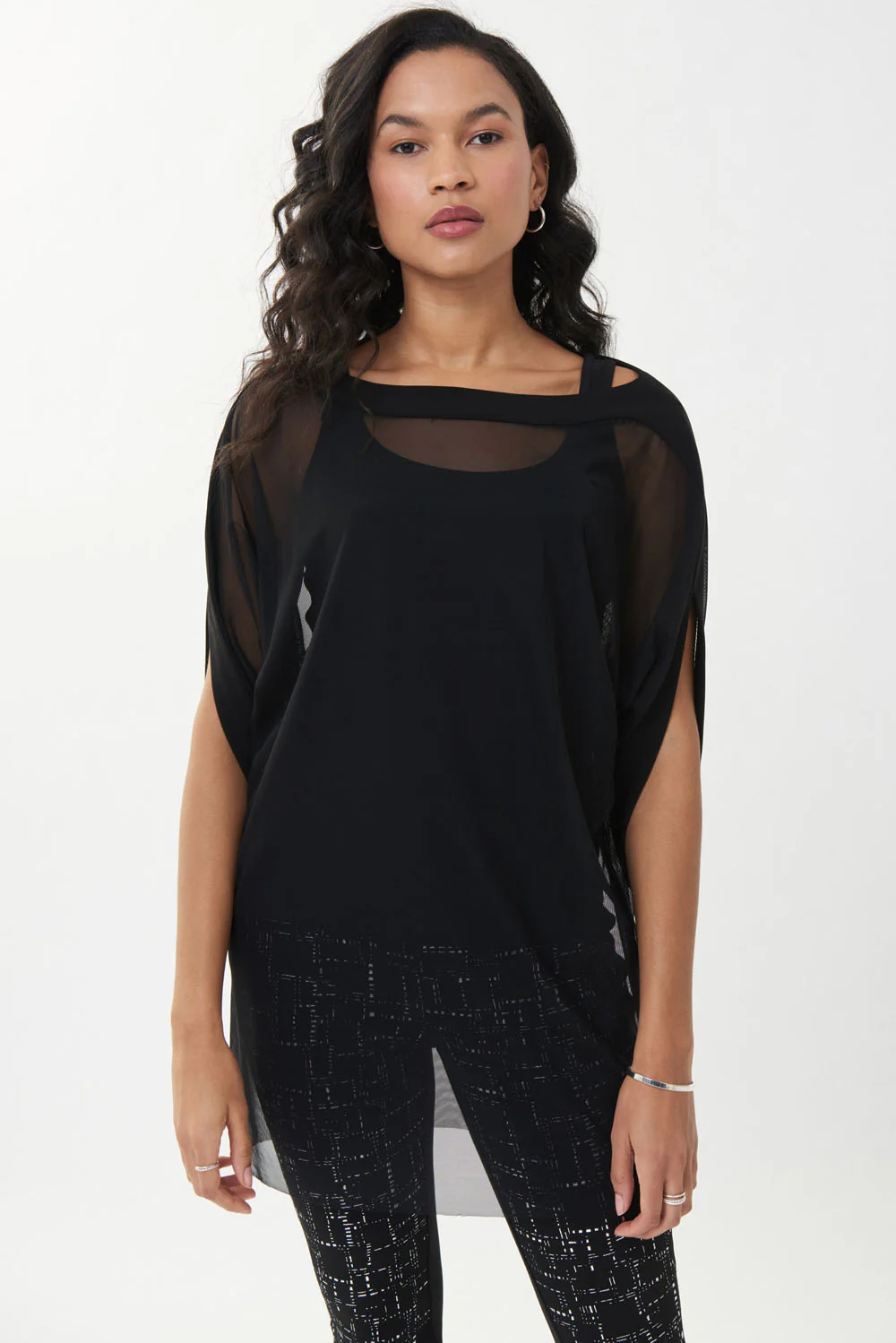Joseph Ribkoff Black Mesh Two-piece Style 223144 - Image 2