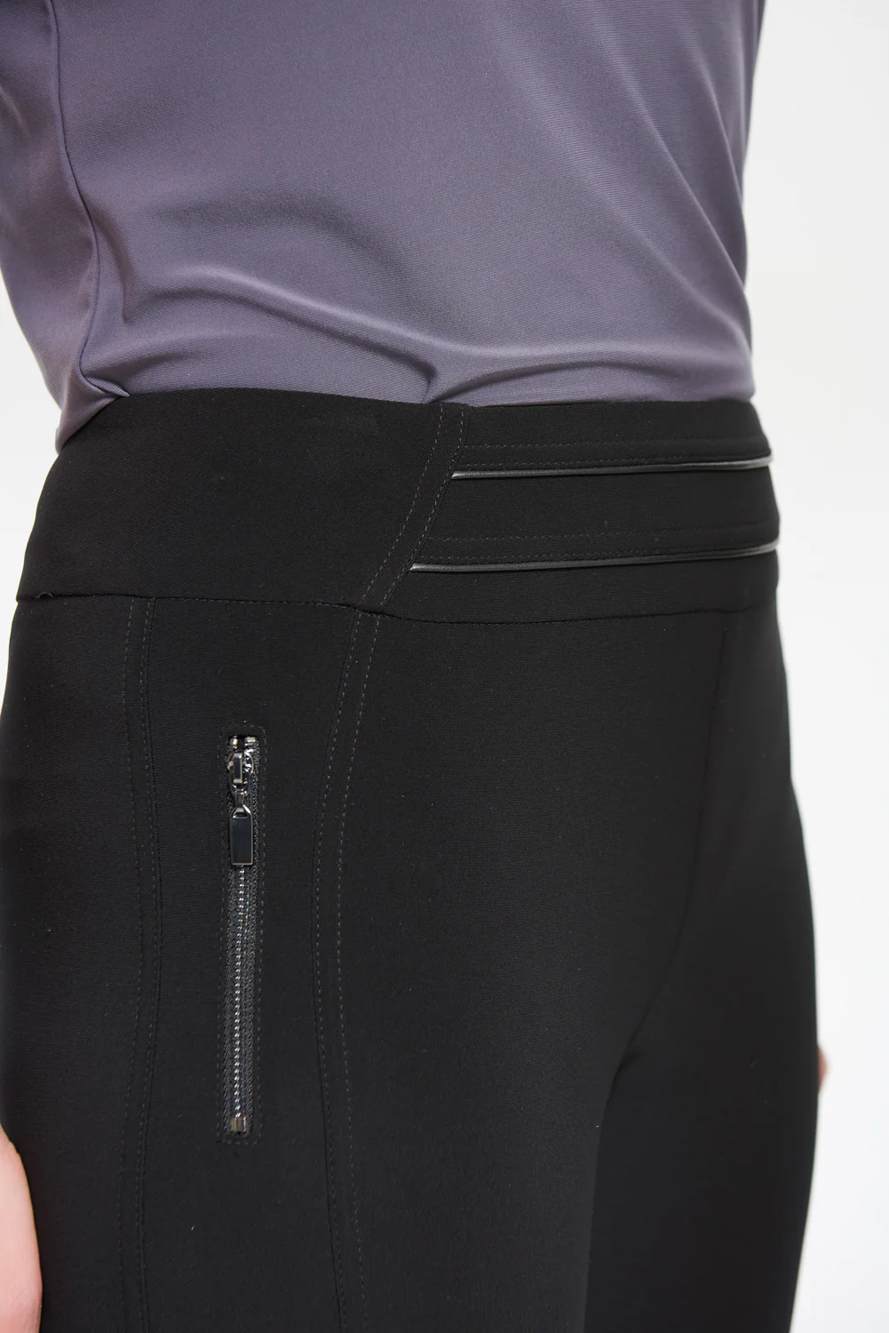 Joseph Ribkoff Black Metallic Leatherette Pants Style 214276 - Image 3