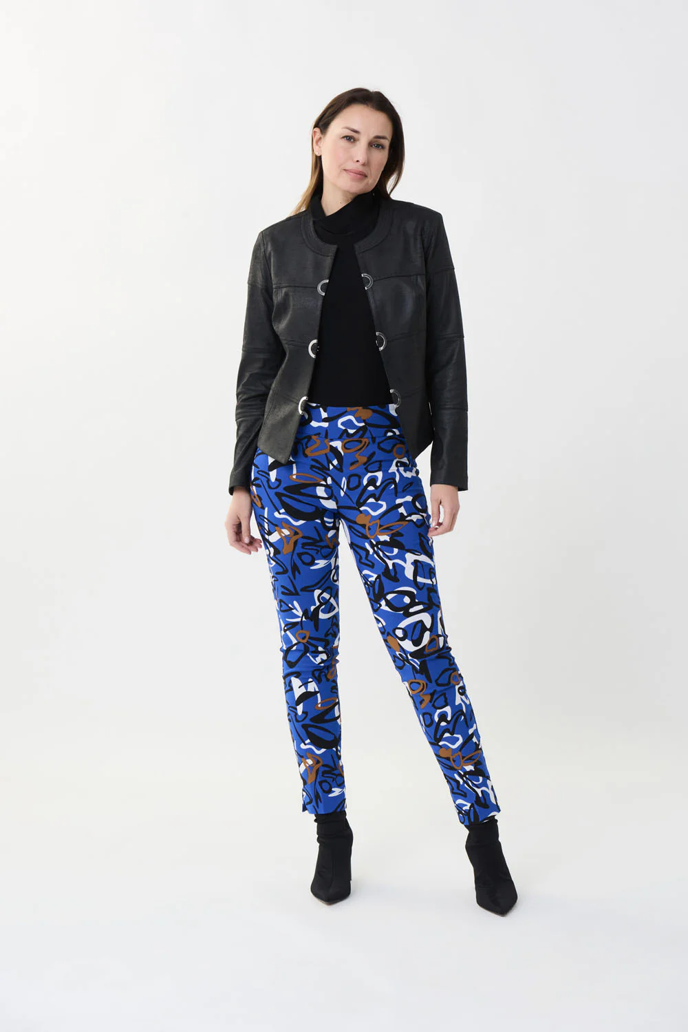 Joseph Ribkoff Black Metallic Suede Jacket Style 222900