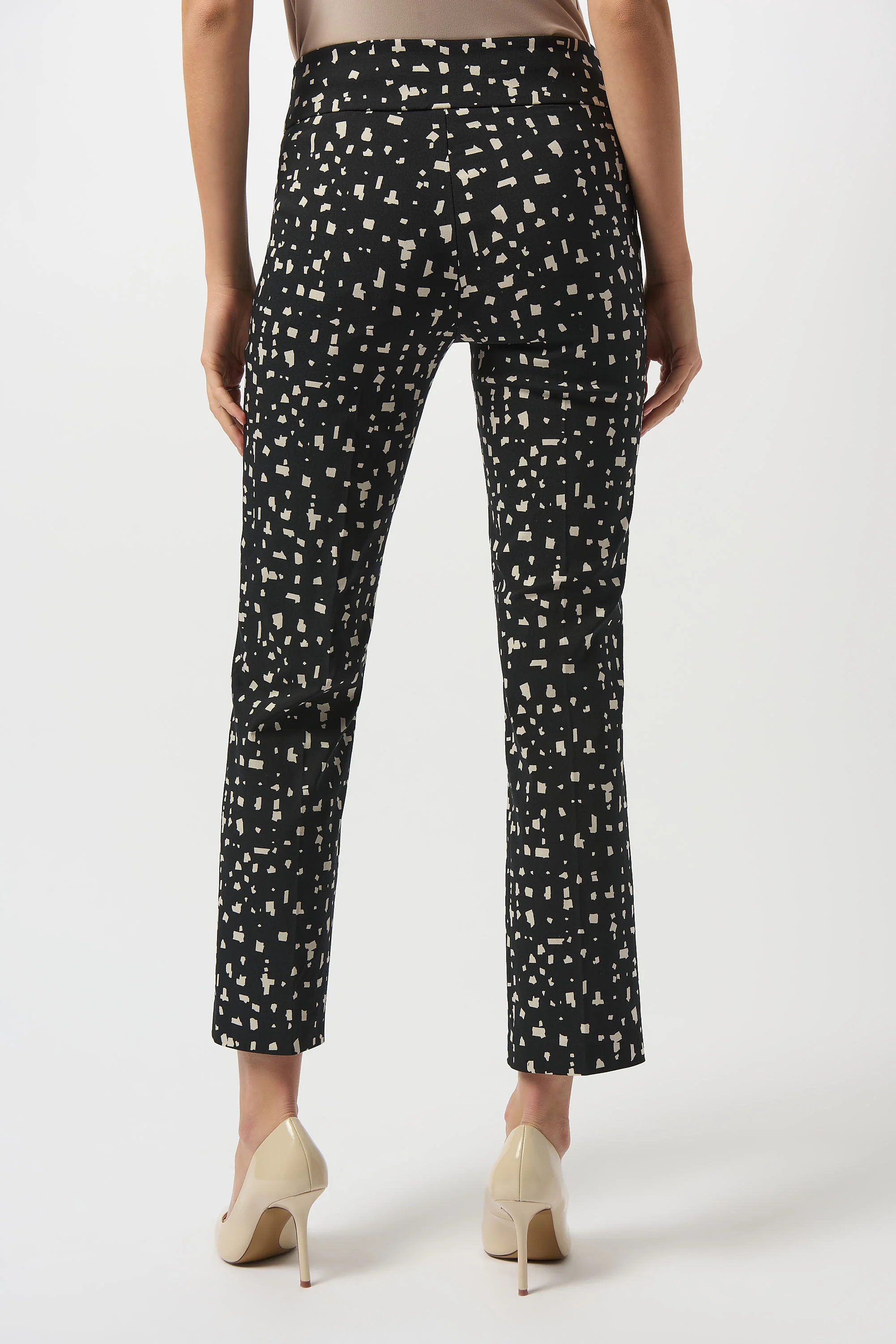 Joseph Ribkoff Black/Moonstone Abstract Print Straight Pull-On Pants Style 253097 - Image 2