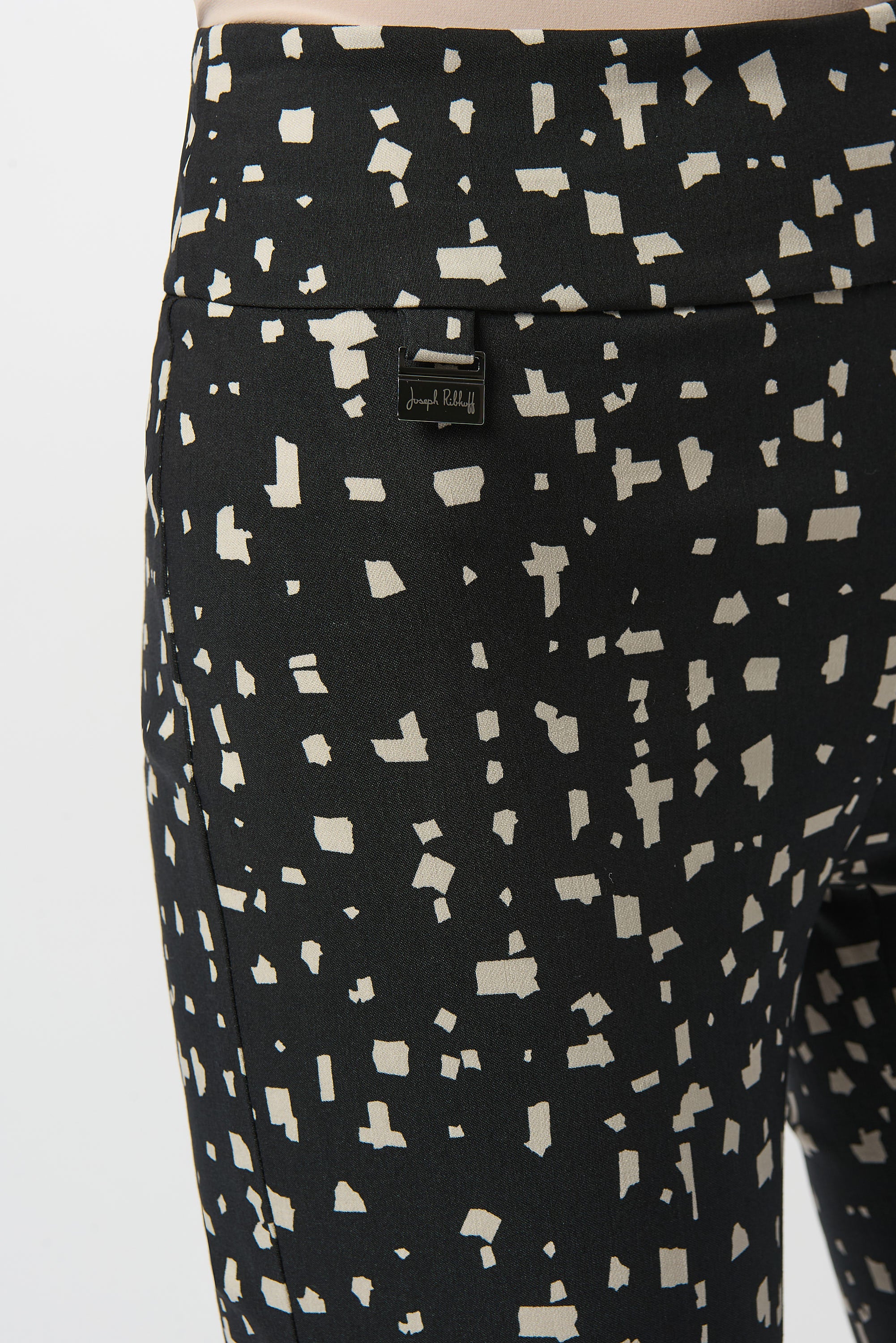 Joseph Ribkoff Black/Moonstone Abstract Print Straight Pull-On Pants Style 253097 - Image 3