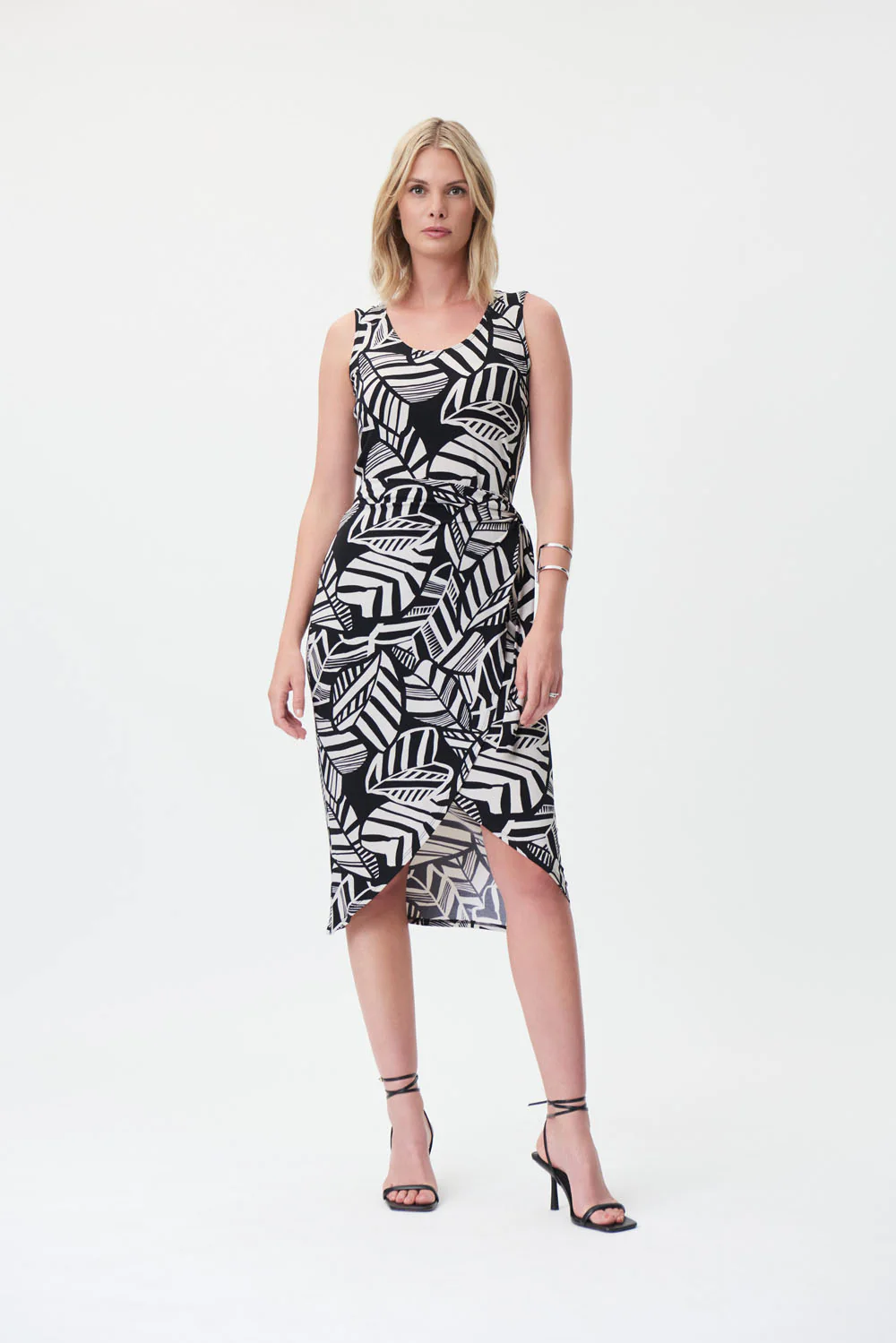 Joseph Ribkoff Black/Moonstone Sleeveless Dress Style 232197 - Image 3