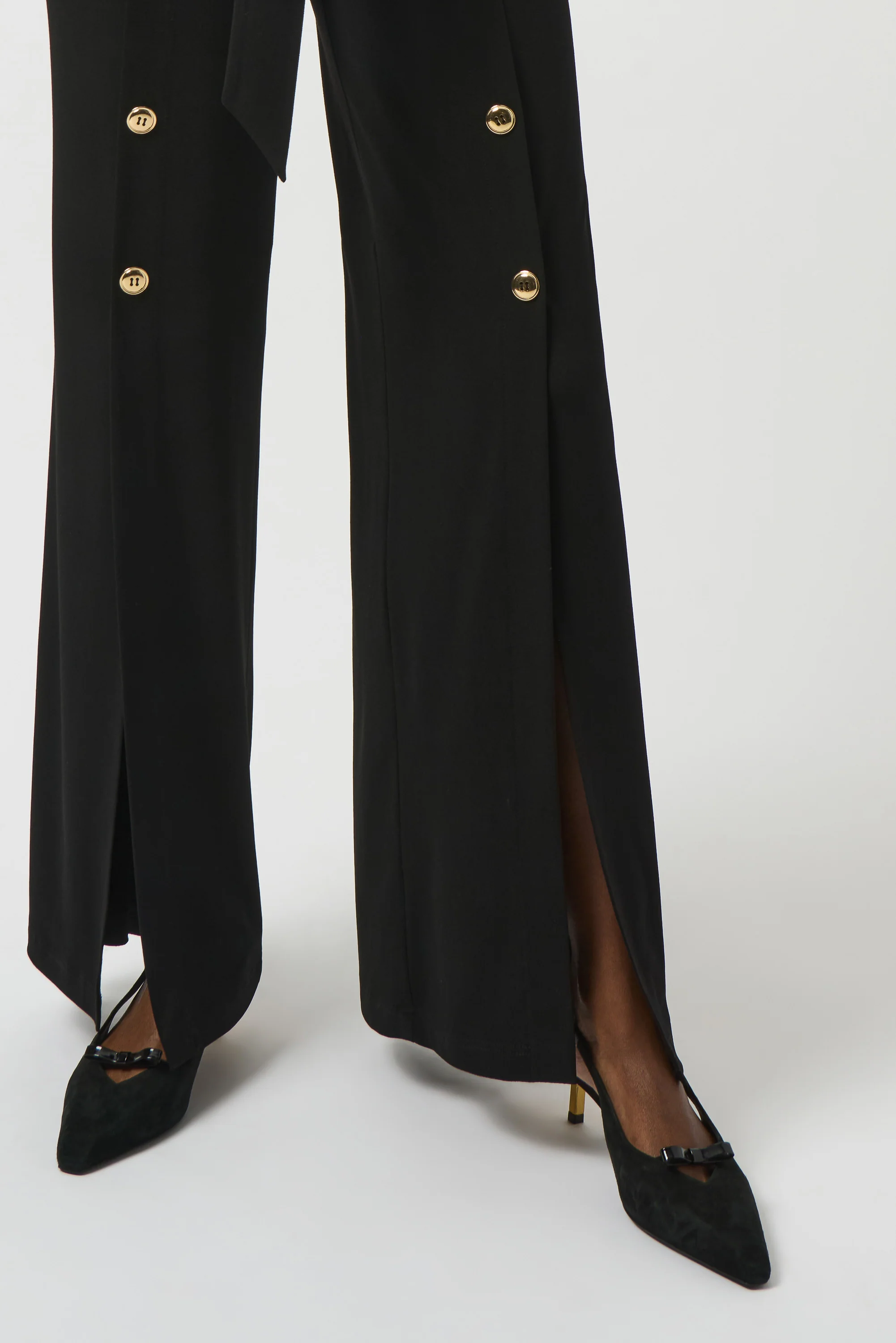 Joseph Ribkoff Black Moss Crepe Wide-Leg Jumpsuit Style 253119 - Image 5
