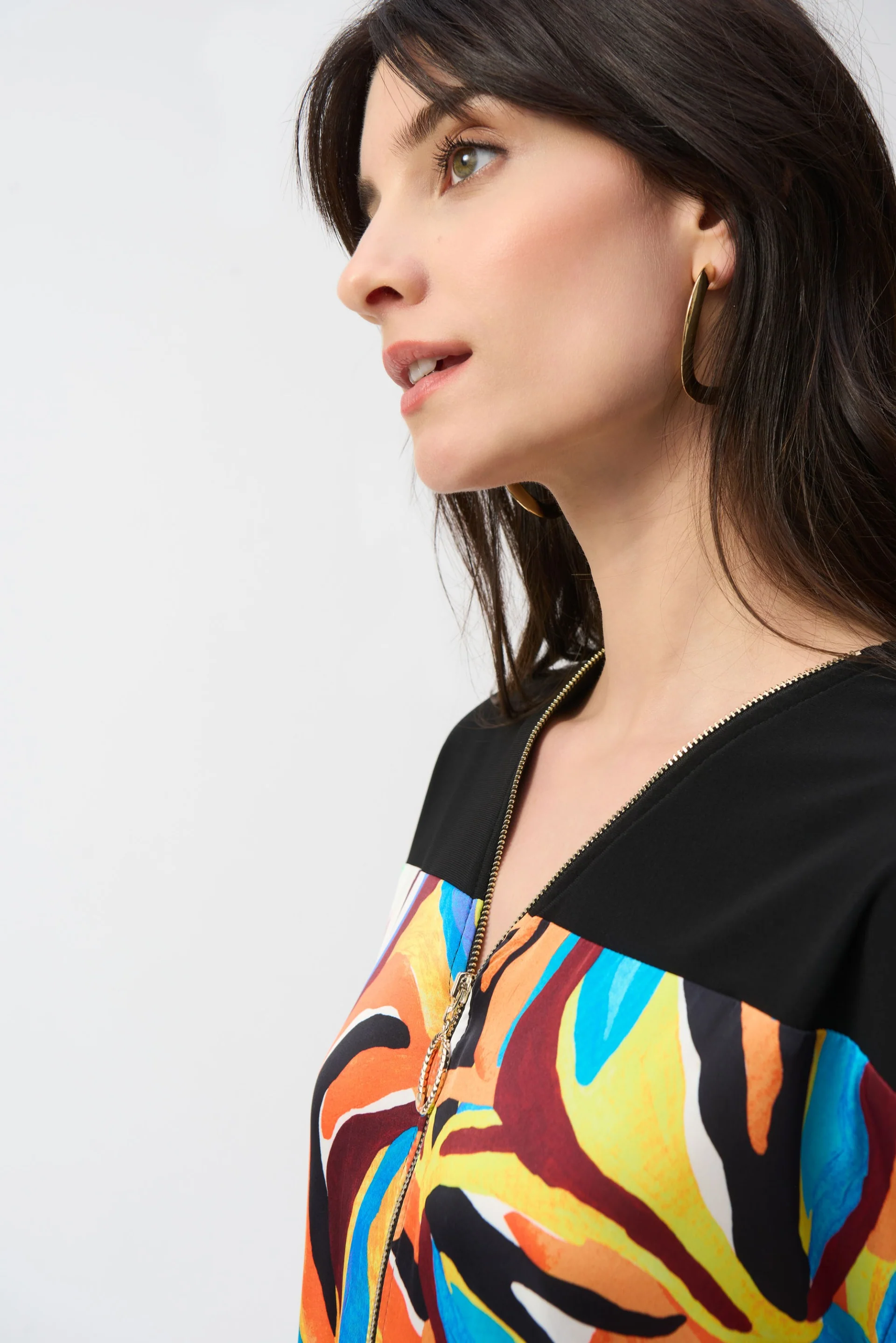 Joseph Ribkoff Black/Multi Abstract Boxy Top Style 251248 - Image 3