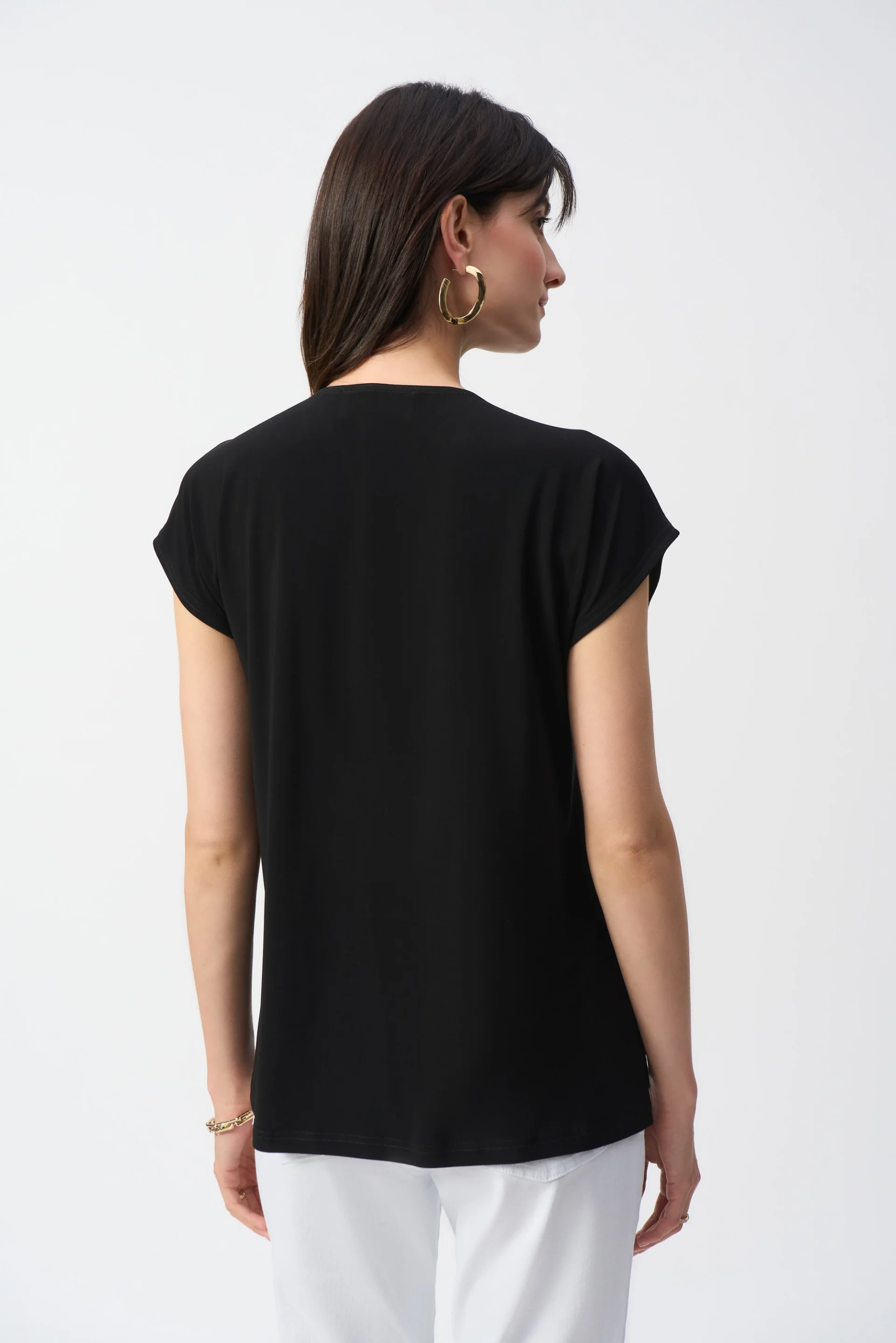 Joseph Ribkoff Black/Multi Abstract Boxy Top Style 251248 - Image 4