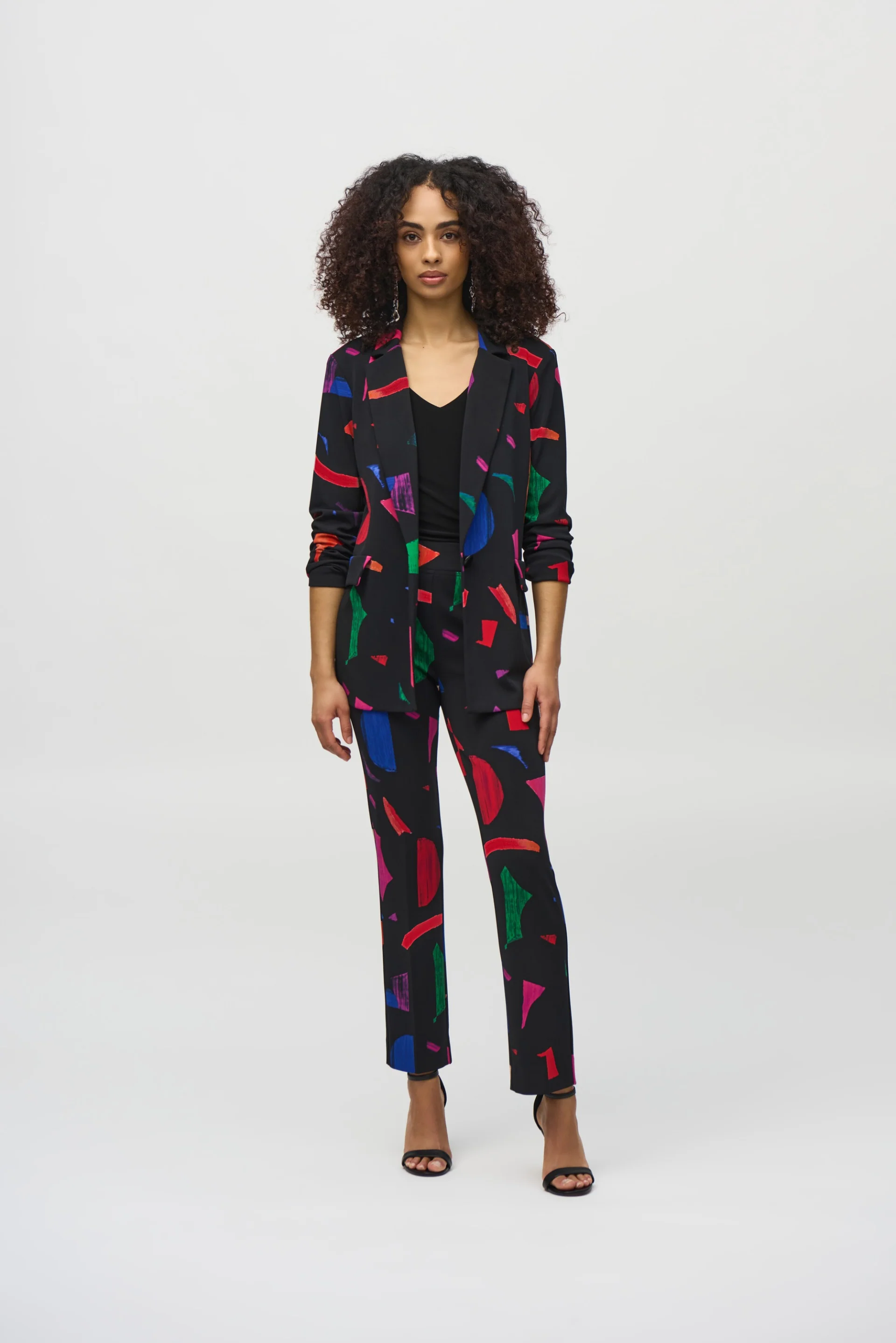 Joseph Ribkoff Black/Multi Abstract Print Blazer Style 244231 - Image 4