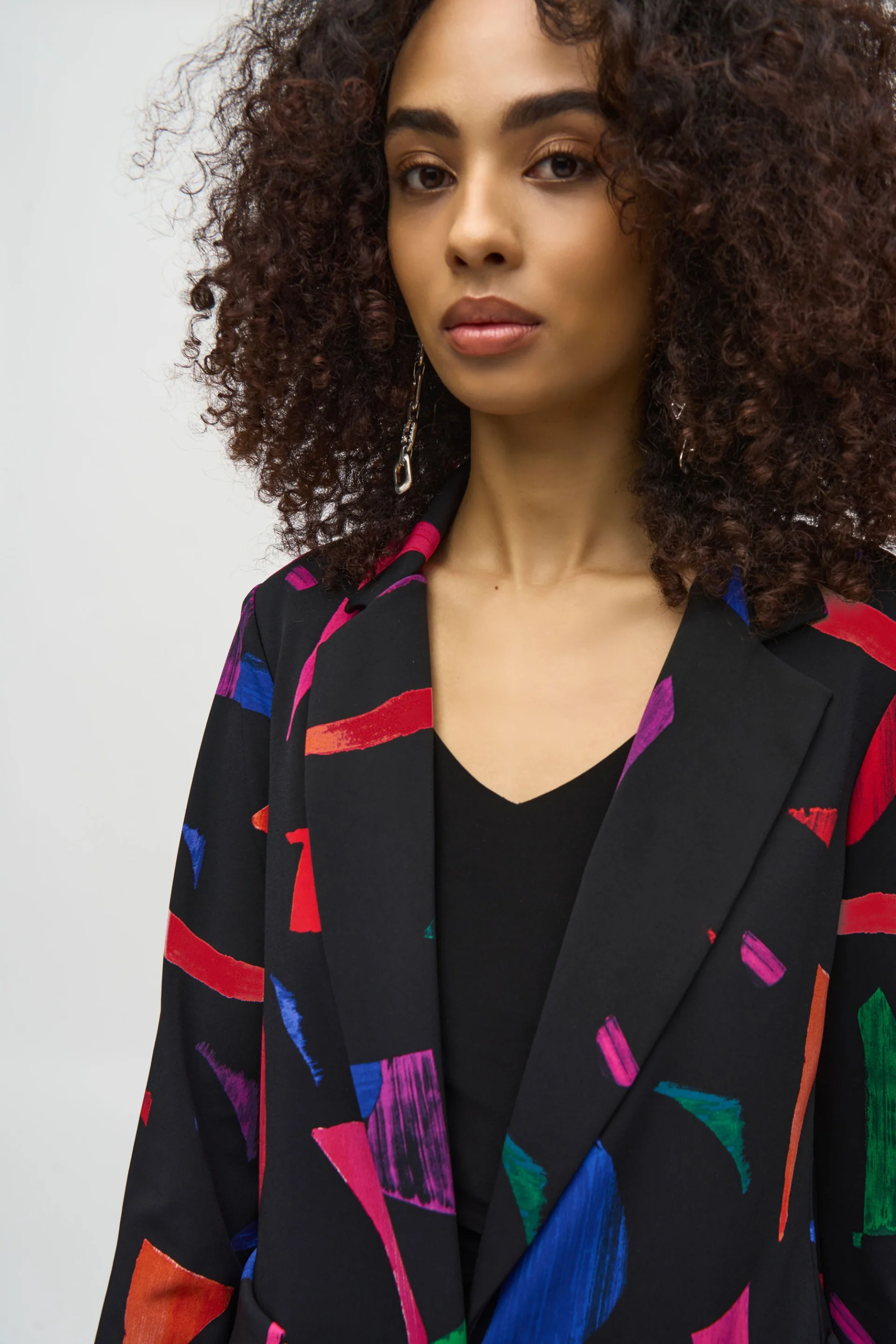 Joseph Ribkoff Black/Multi Abstract Print Blazer Style 244231 - Image 6
