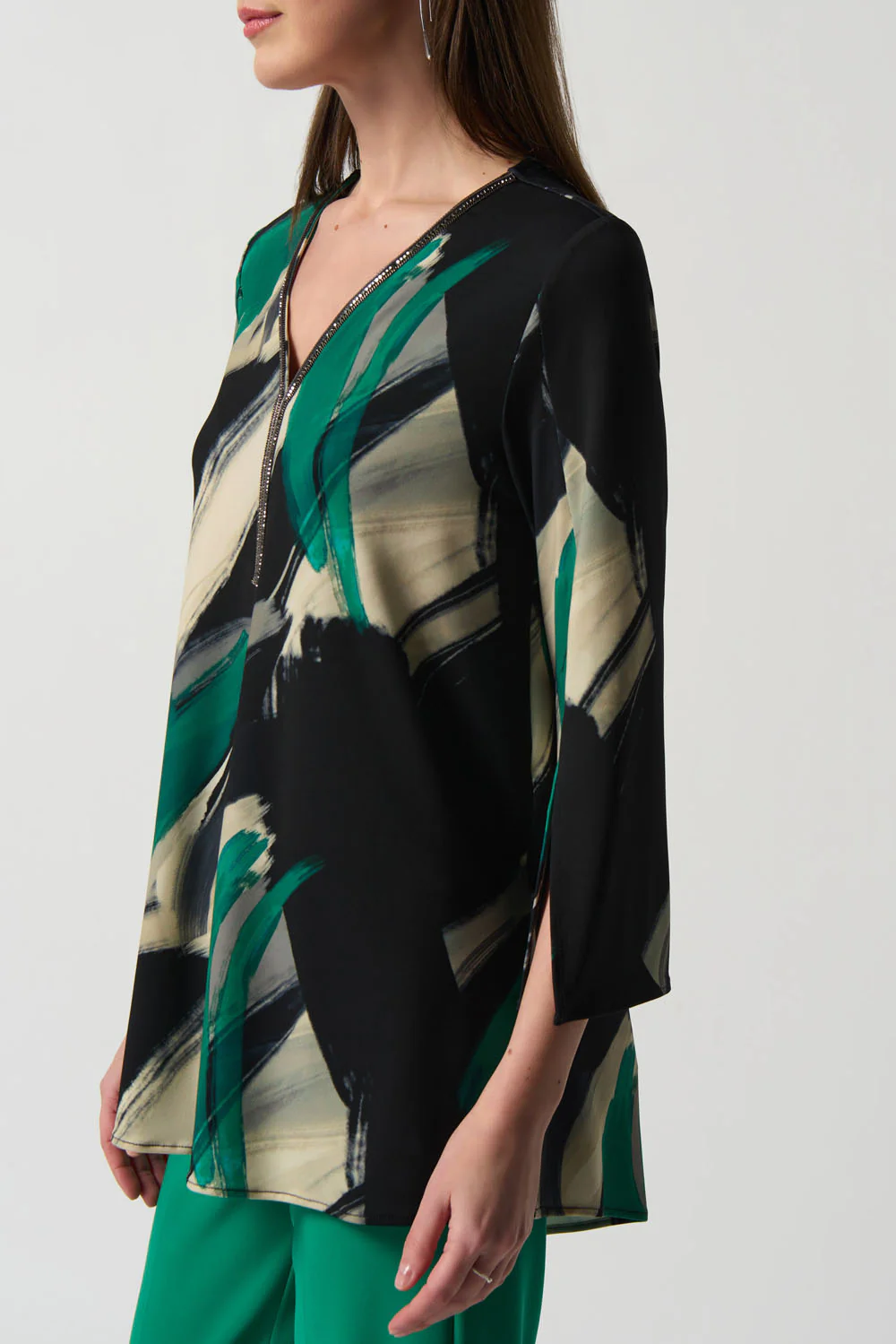 Joseph Ribkoff Black/Multi Abstract Print Fit-and-Flare Tunic Style 233178 - Image 2