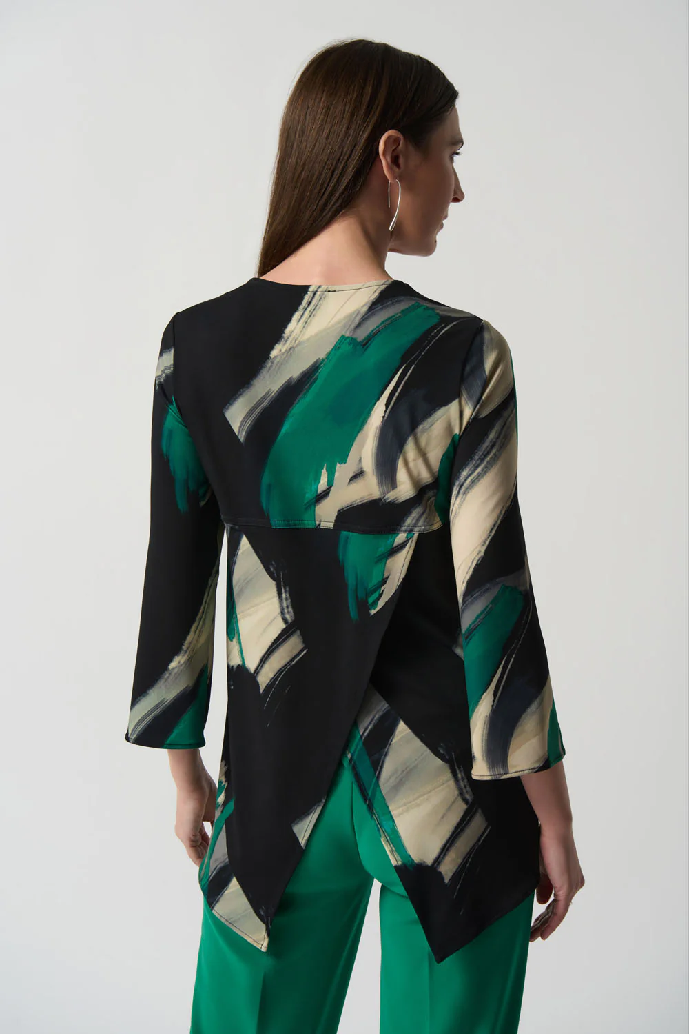 Joseph Ribkoff Black/Multi Abstract Print Fit-and-Flare Tunic Style 233178 - Image 3