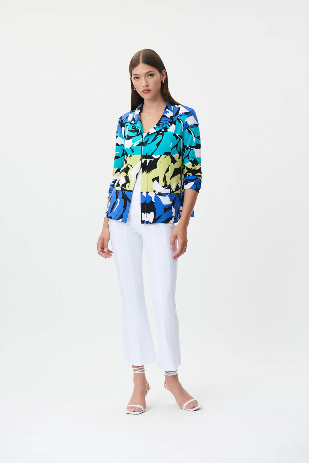 Joseph Ribkoff Black/Multi Abstract Print Jacket Style 232076 - Image 4