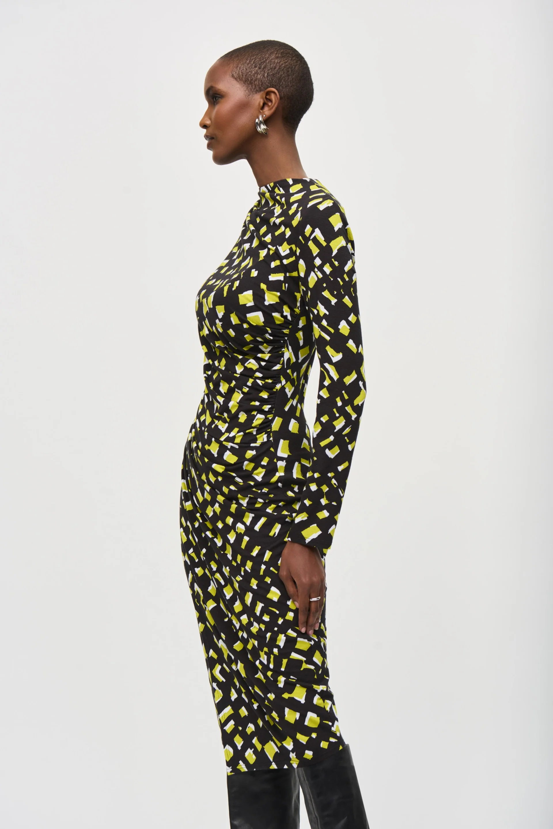 Joseph Ribkoff Black/Multi Abstract Print Sheath Dress Style 243061 - Image 4