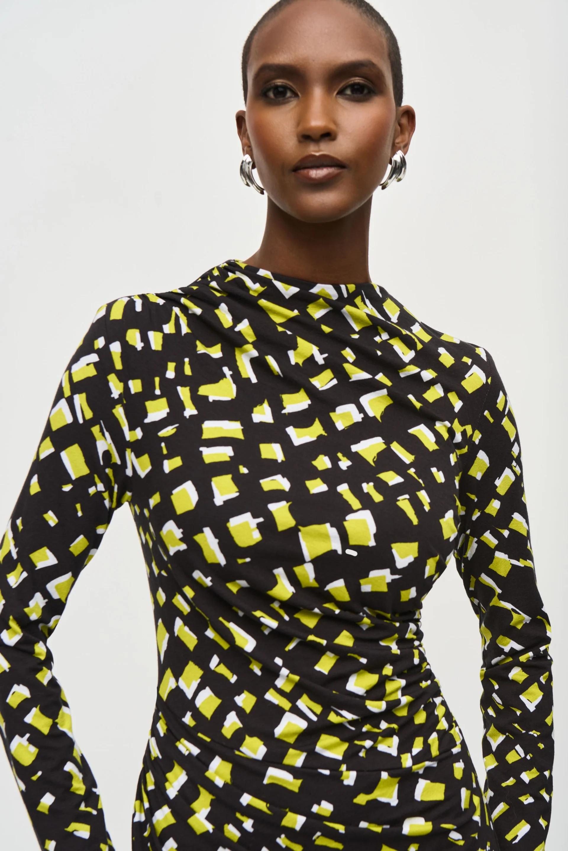 Joseph Ribkoff Black/Multi Abstract Print Sheath Dress Style 243061 - Image 5
