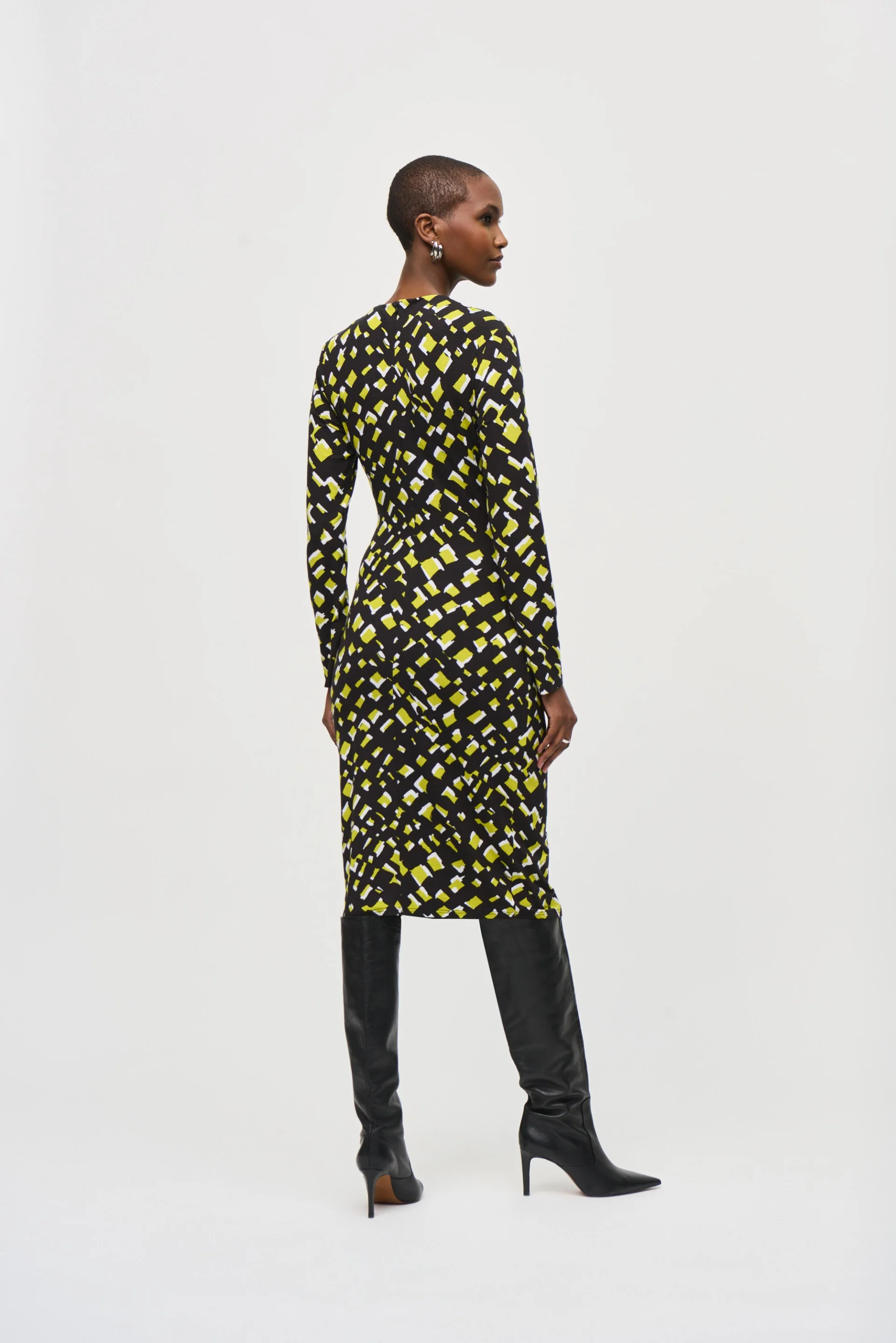 Joseph Ribkoff Black/Multi Abstract Print Sheath Dress Style 243061 - Image 6