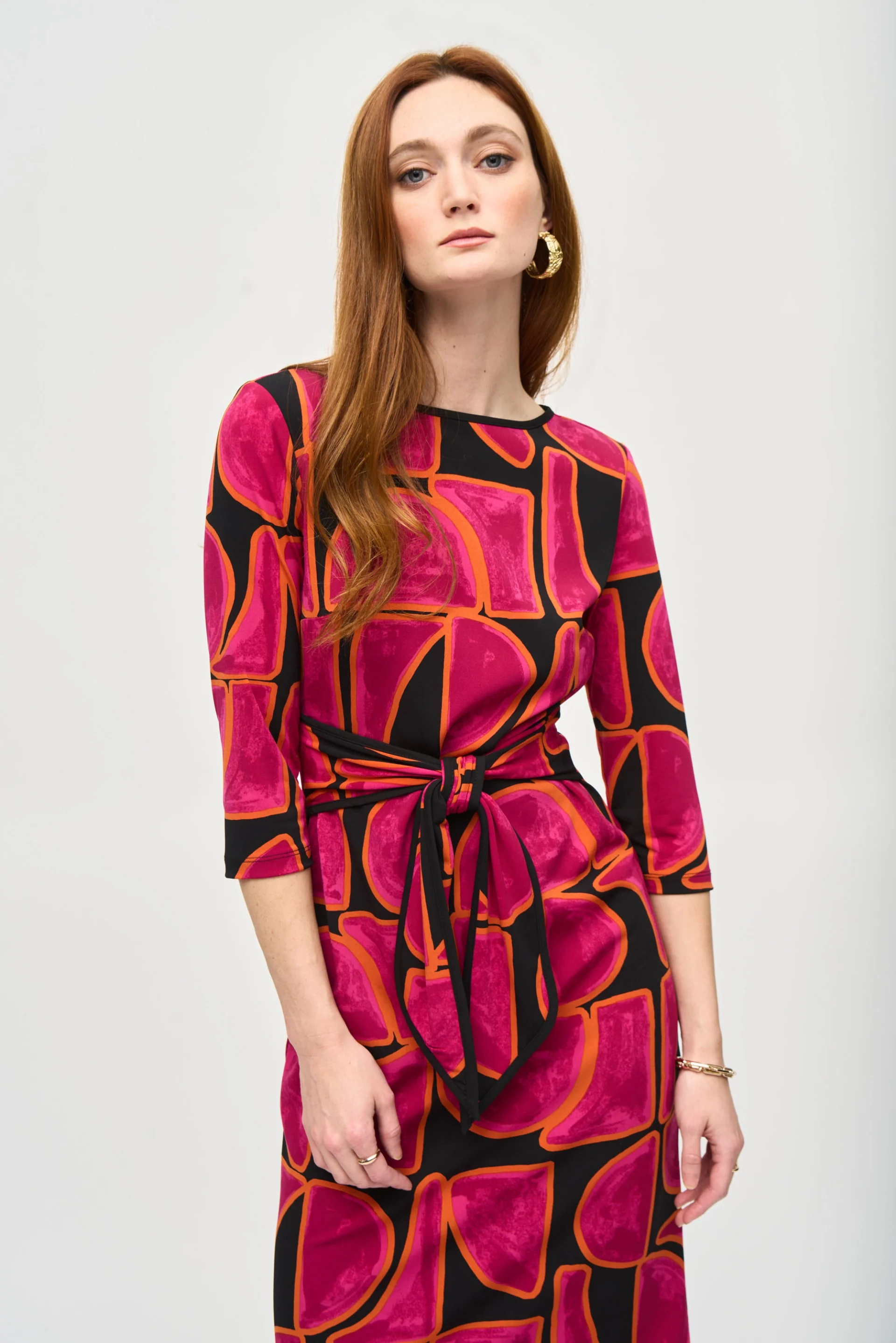 Joseph Ribkoff Black/Multi Abstract Print Sheath Dress Style 243297 - Image 3