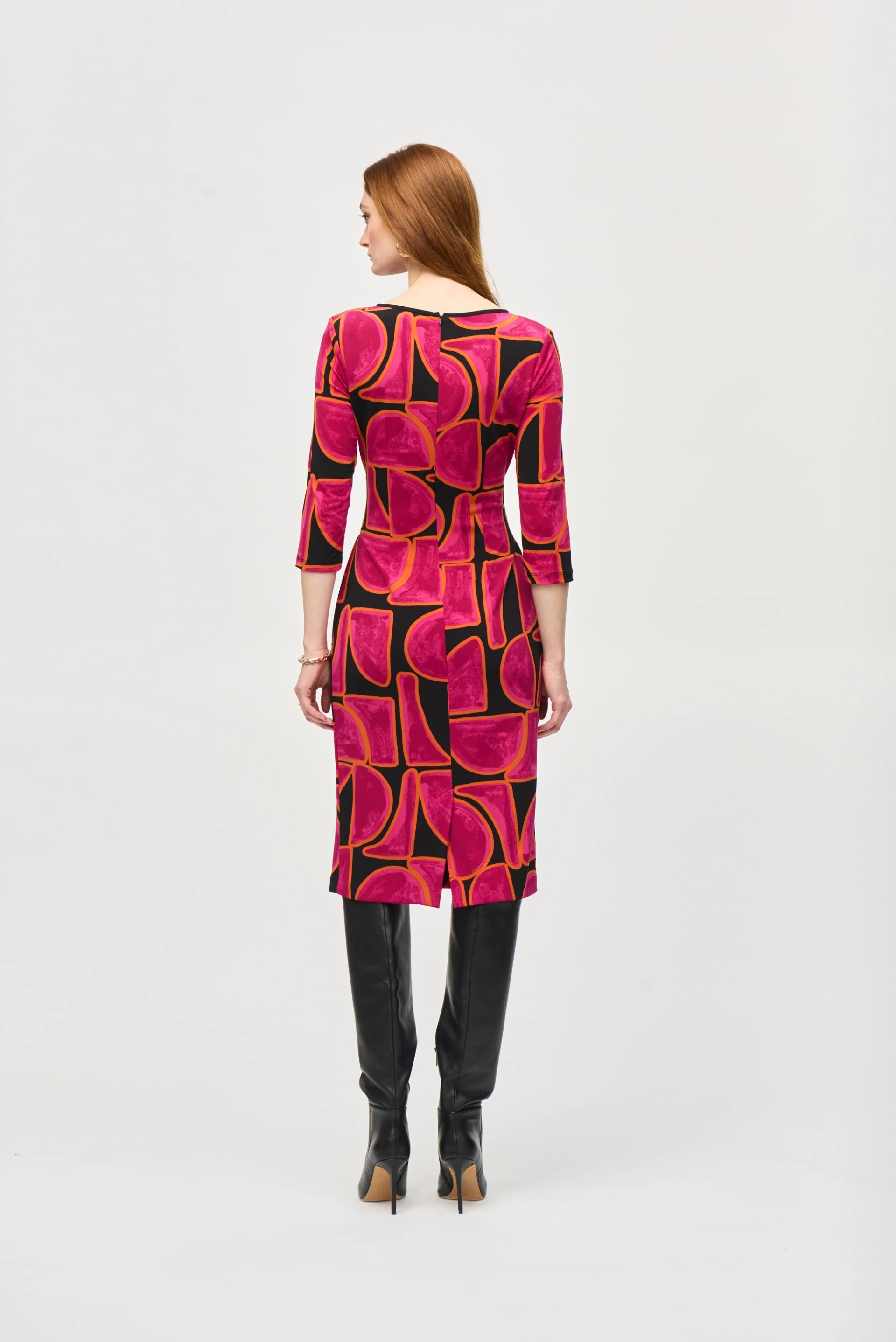 Joseph Ribkoff Black/Multi Abstract Print Sheath Dress Style 243297 - Image 4