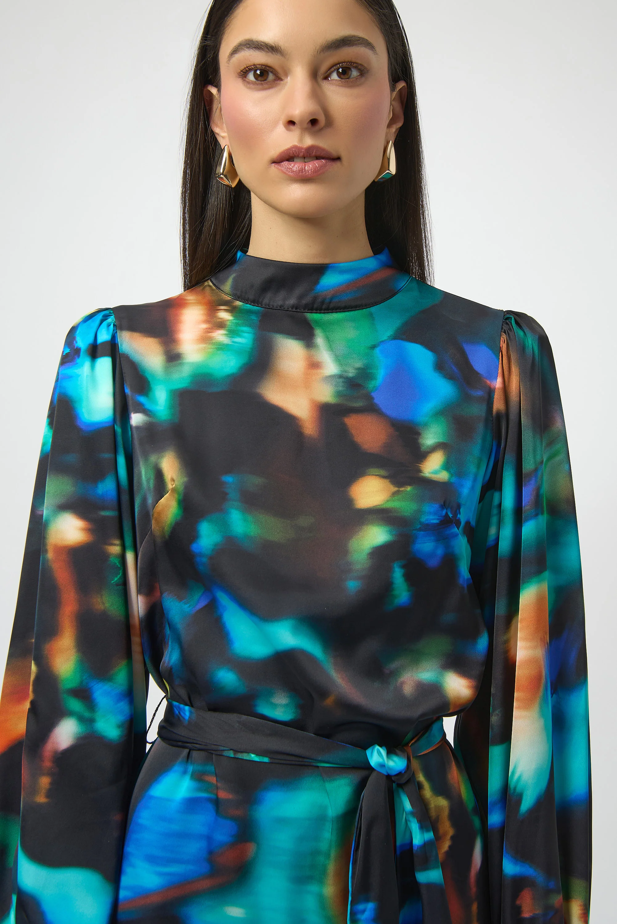 Joseph Ribkoff Black/Multi Abstract Print Straight Dress Style 254170 - Image 5