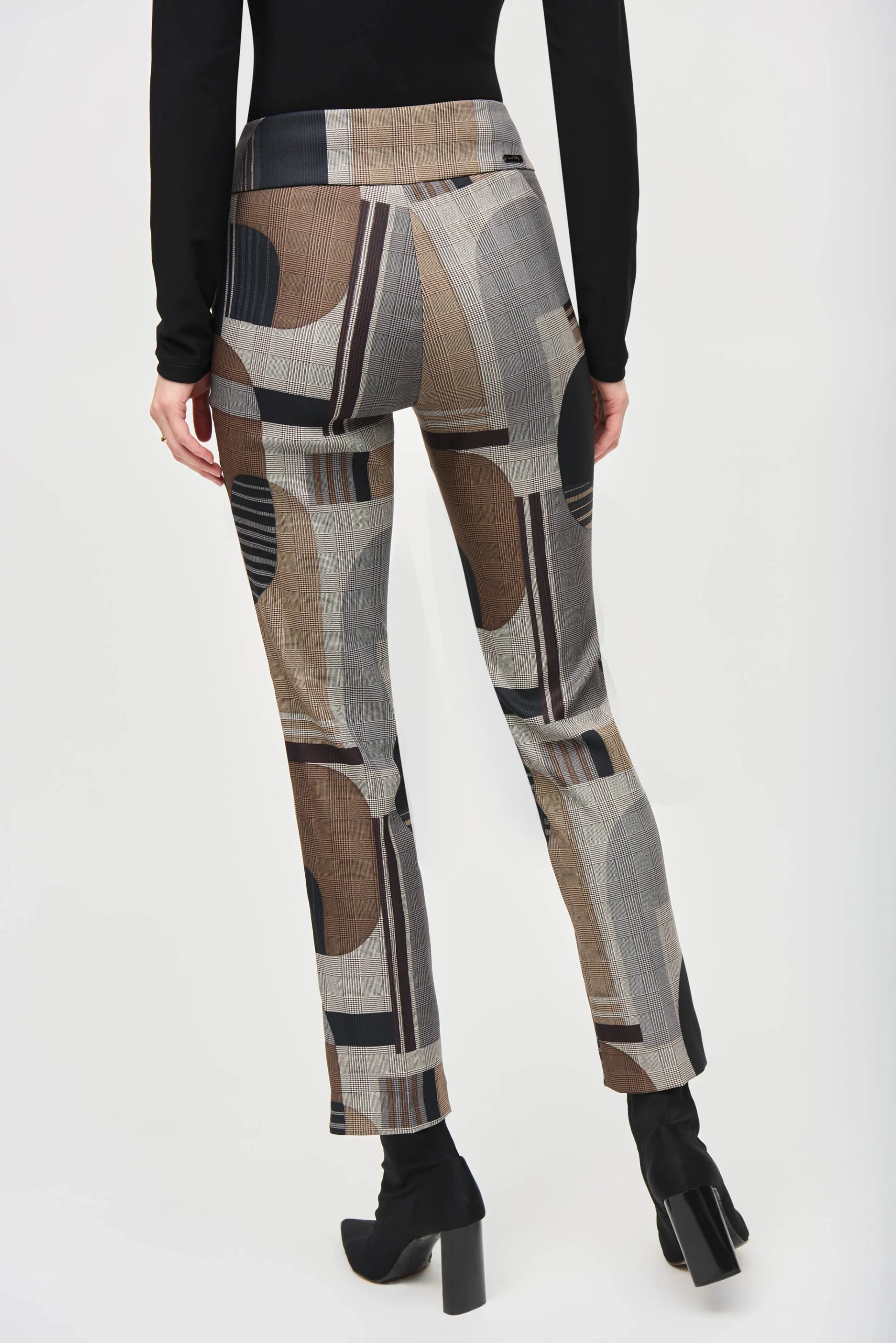 Joseph Ribkoff Black/Multi Abstract Print Straight Pull-On Pants Style 243299 - Image 2