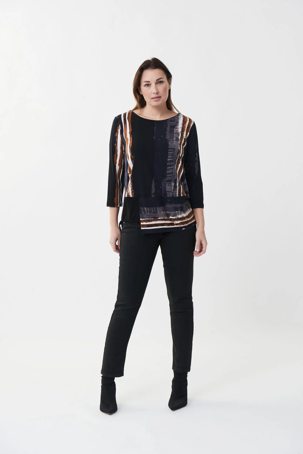 Joseph Ribkoff Black/Multi Abstract Print Top Style 223045