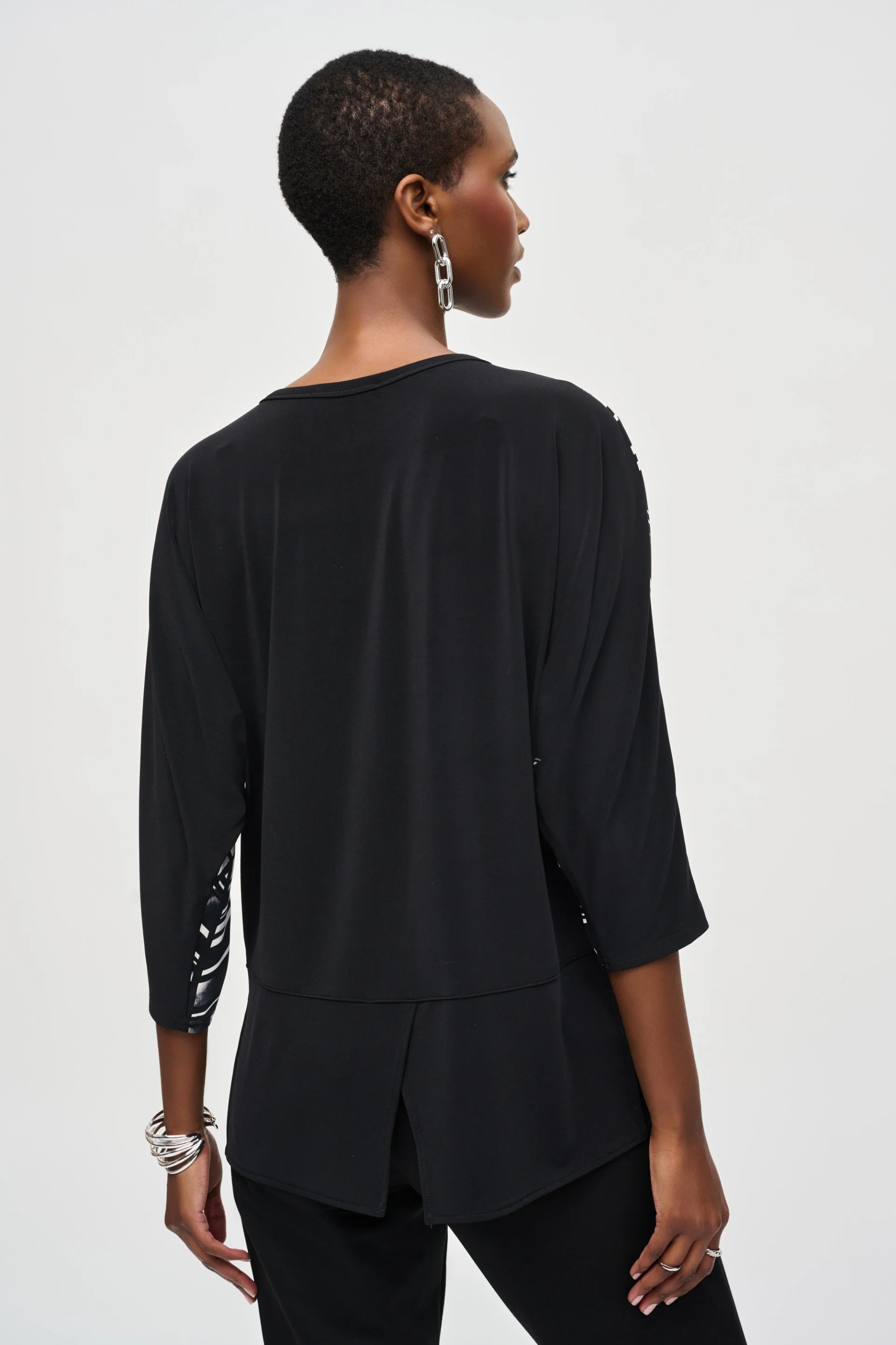 Joseph Ribkoff Black/Multi Abstract Print Top Style 243331 - Image 2