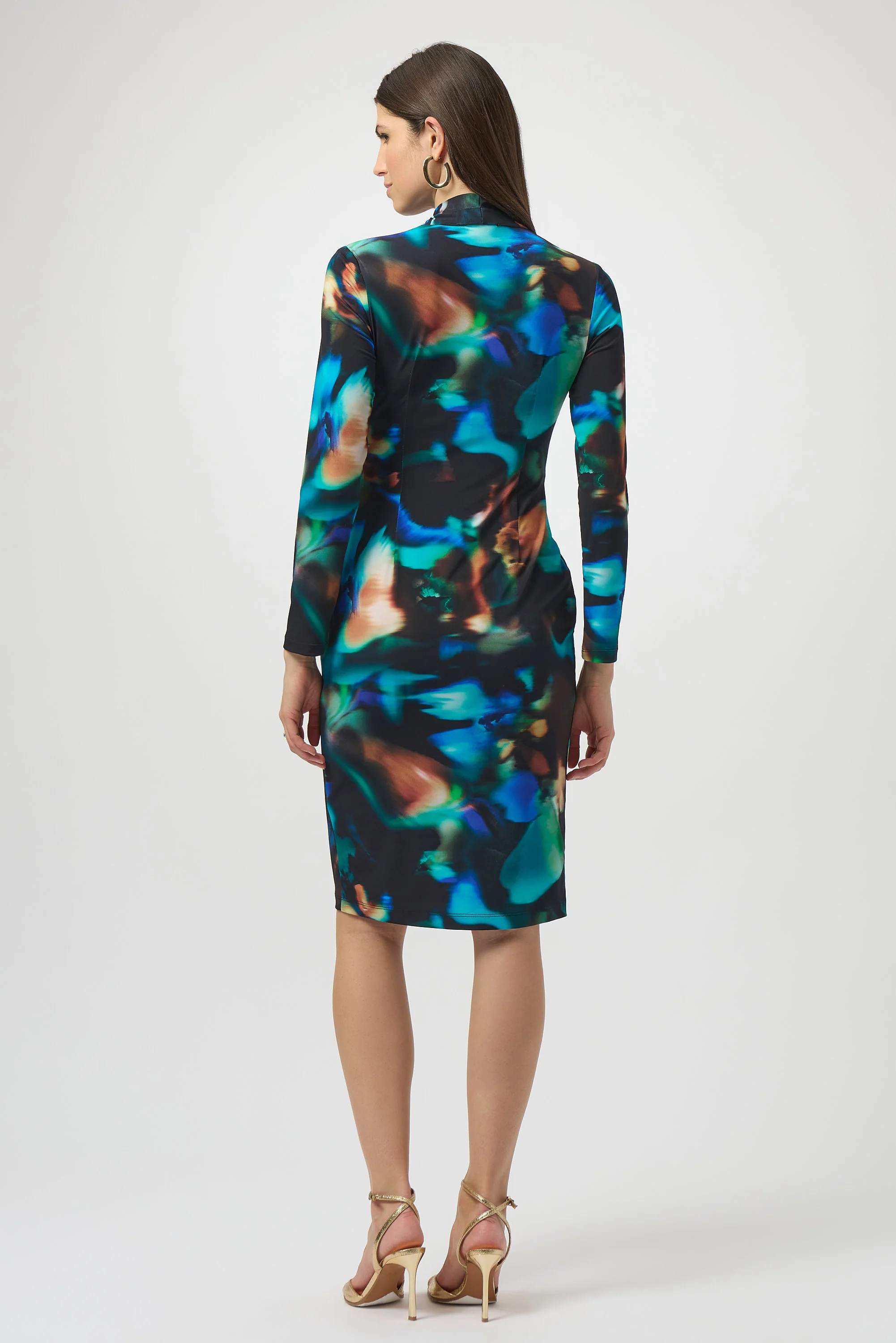 Joseph Ribkoff Black/Multi Abstract Print Wrap Dress Style 254070 - Image 3