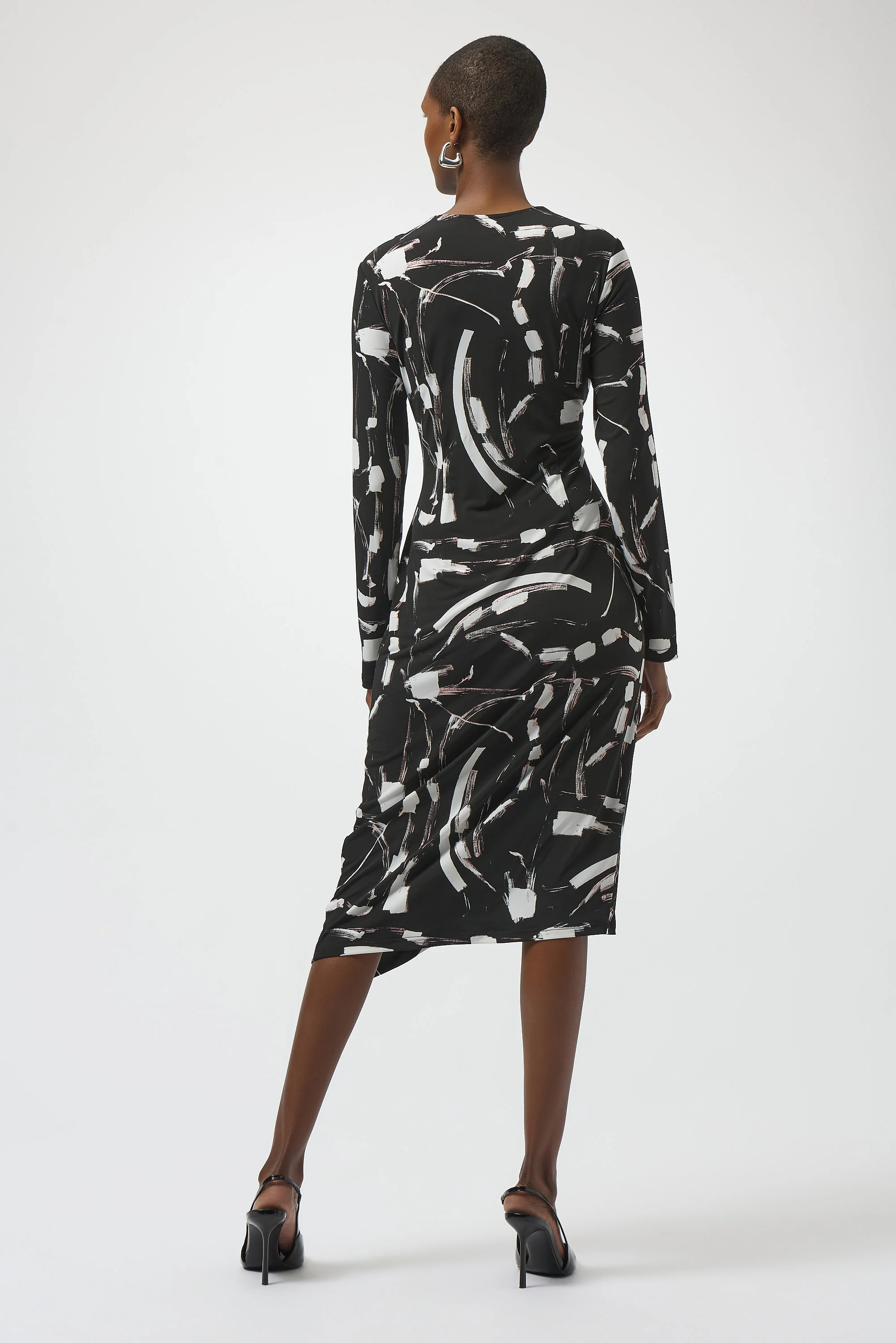 Joseph Ribkoff Black/Multi Abstract Print Wrap Dress Style 254190 - Image 2
