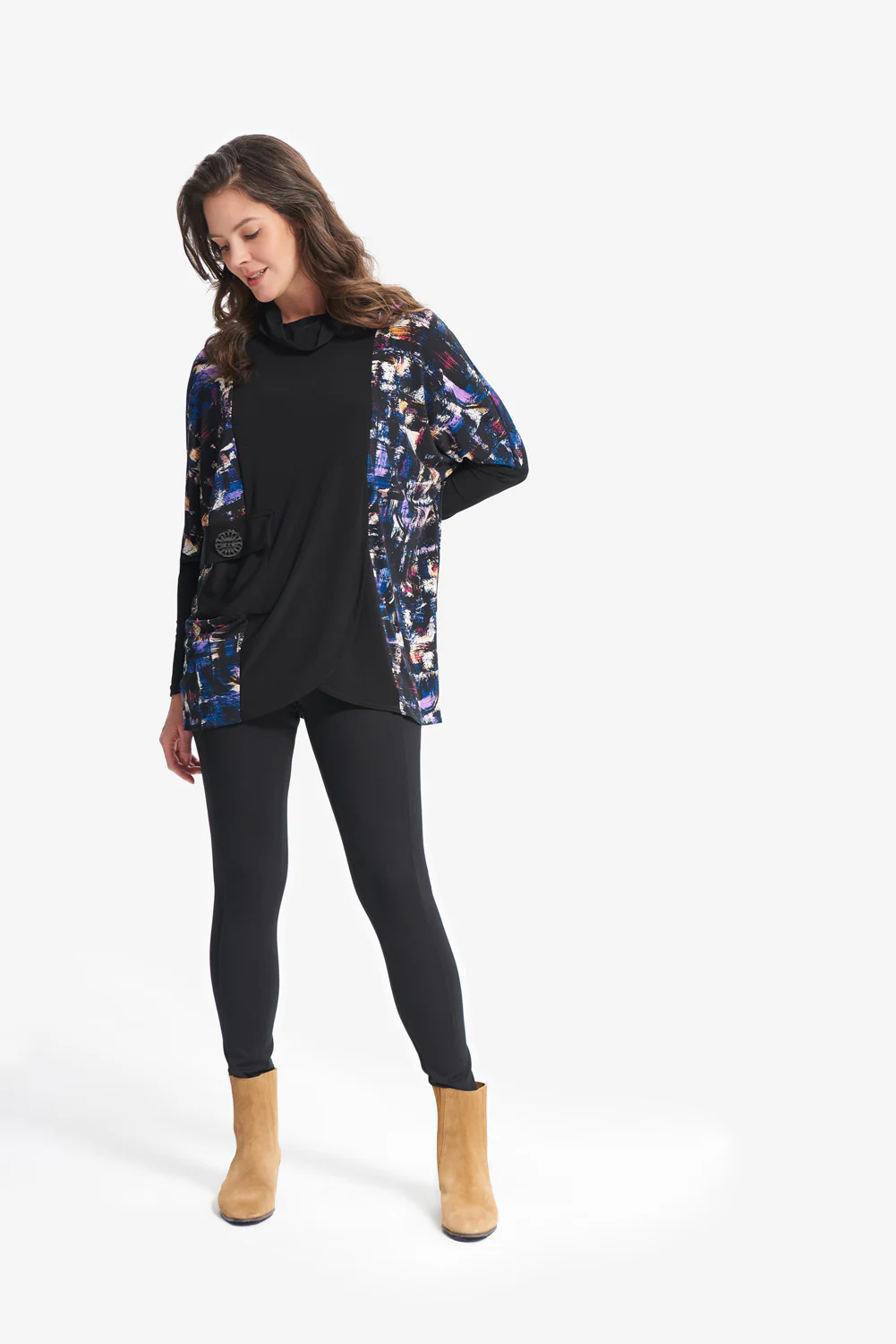 Joseph Ribkoff Black/Multi Abstract Printed Tunic Style 214131 - Image 3