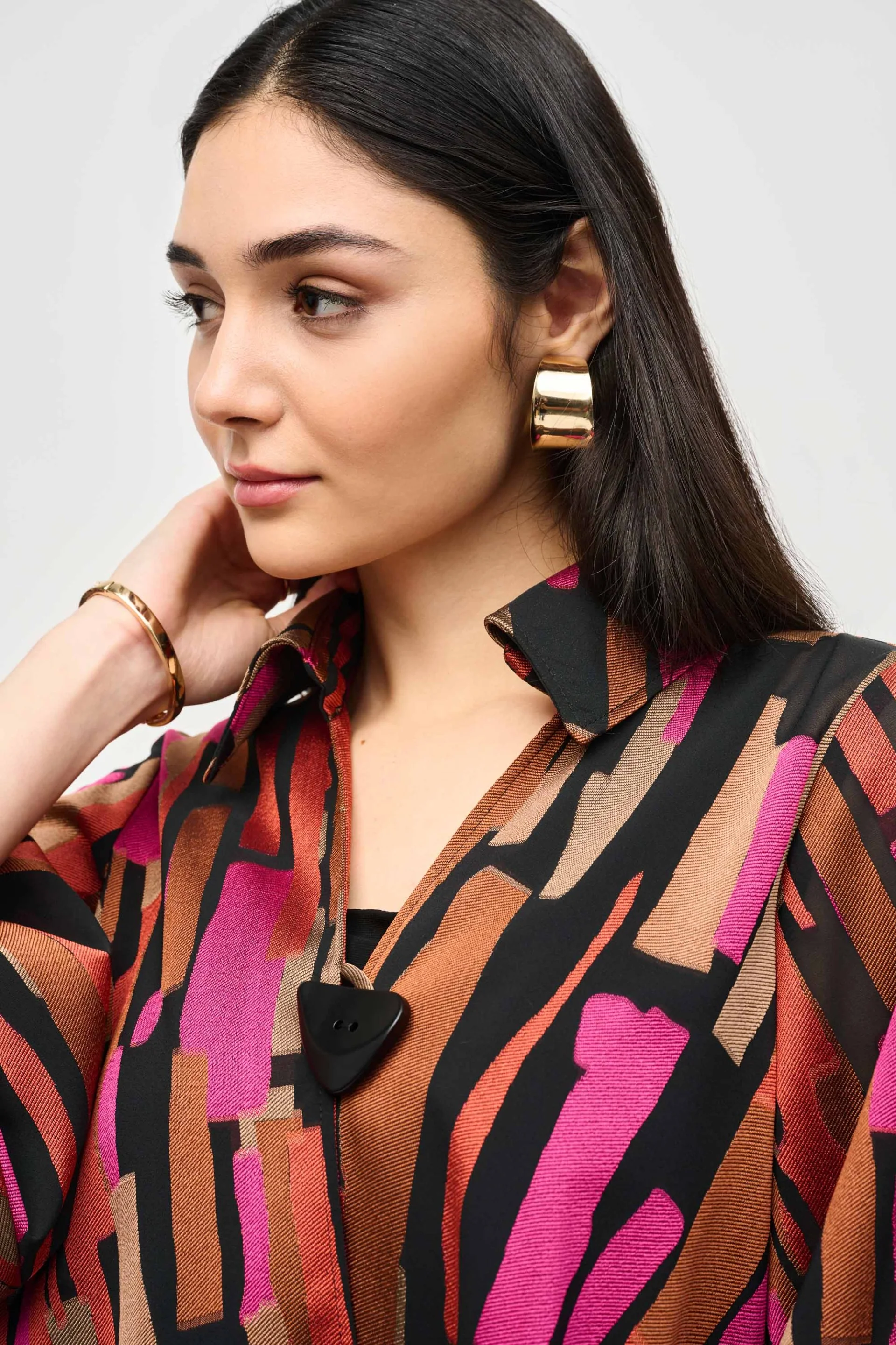Joseph Ribkoff Black/Multi Abstract Swing Jacket Style 243239 - Image 3